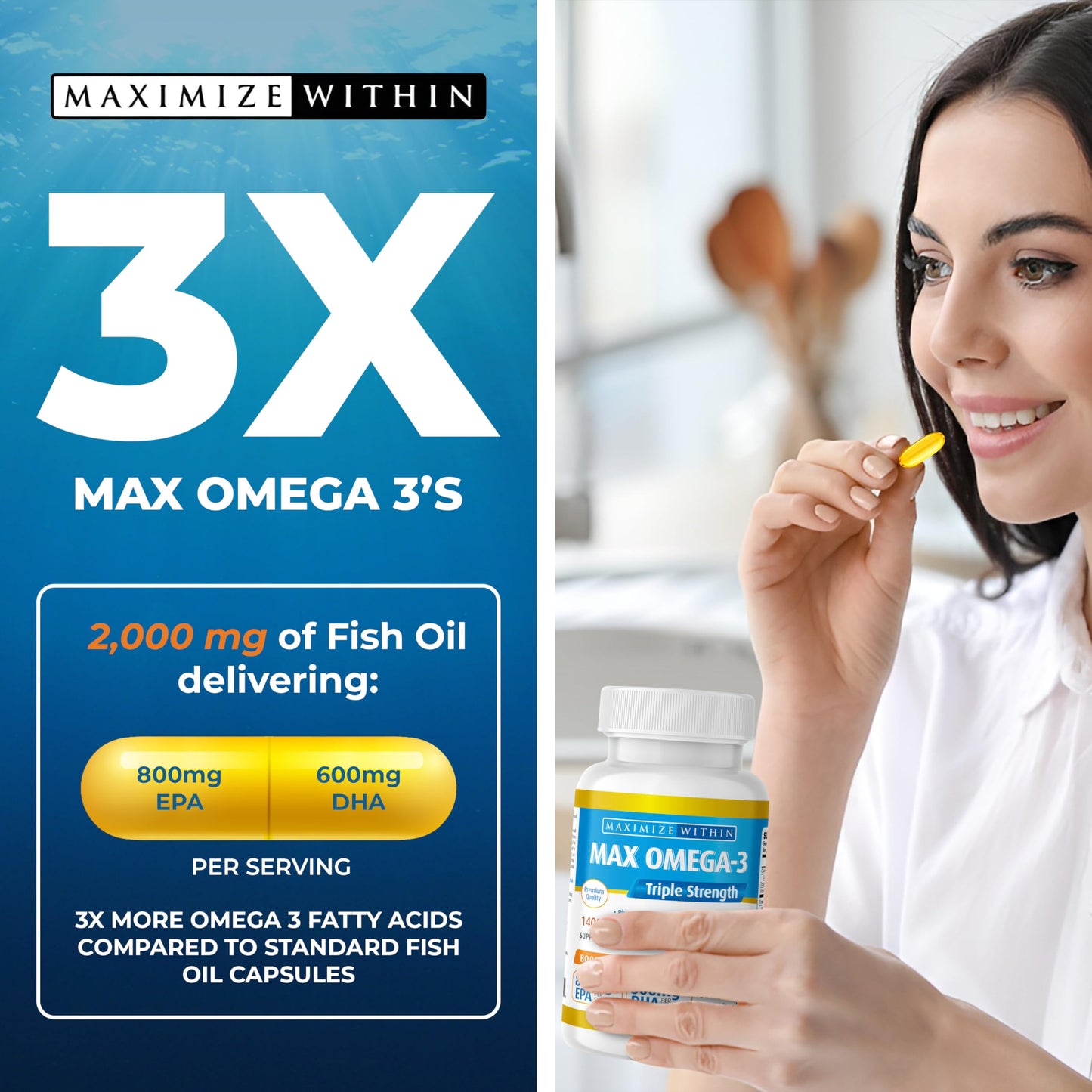 Maximum Slim Max Omega-3 Fish Oil Softgel, 1 Count