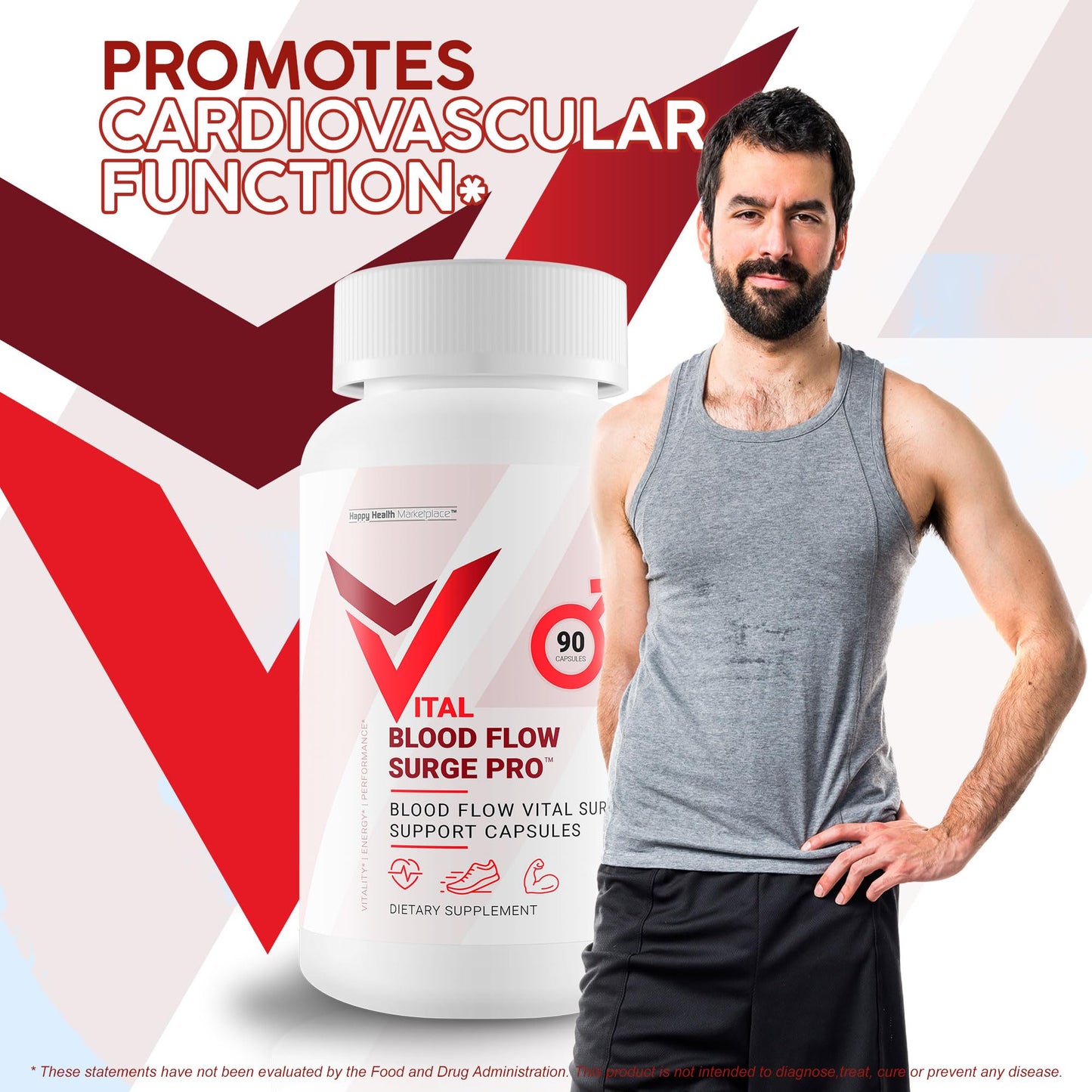 Happy Health Marketplace Vital Blood Flow Surge Pro Capsules, 90 Count