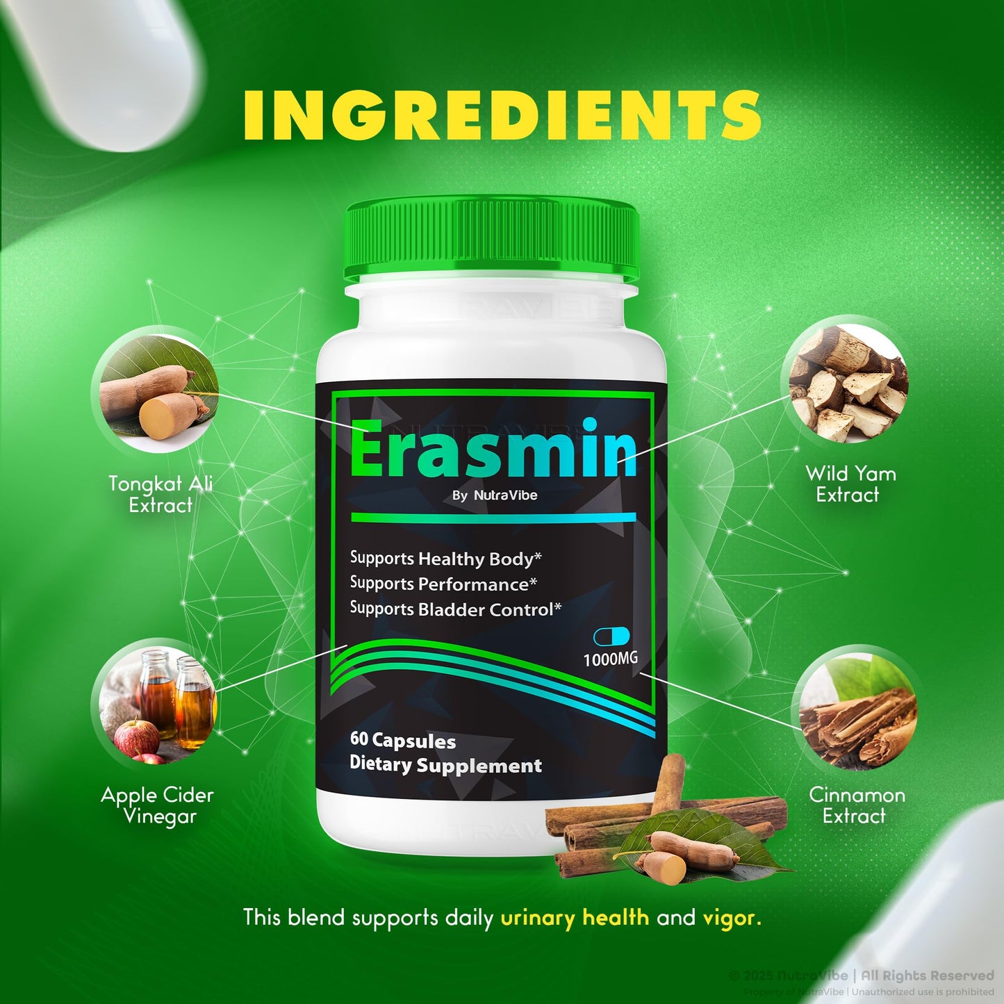 NutraVibe Erasmin Prostate & Bladder Health Capsule, 120 Capsules