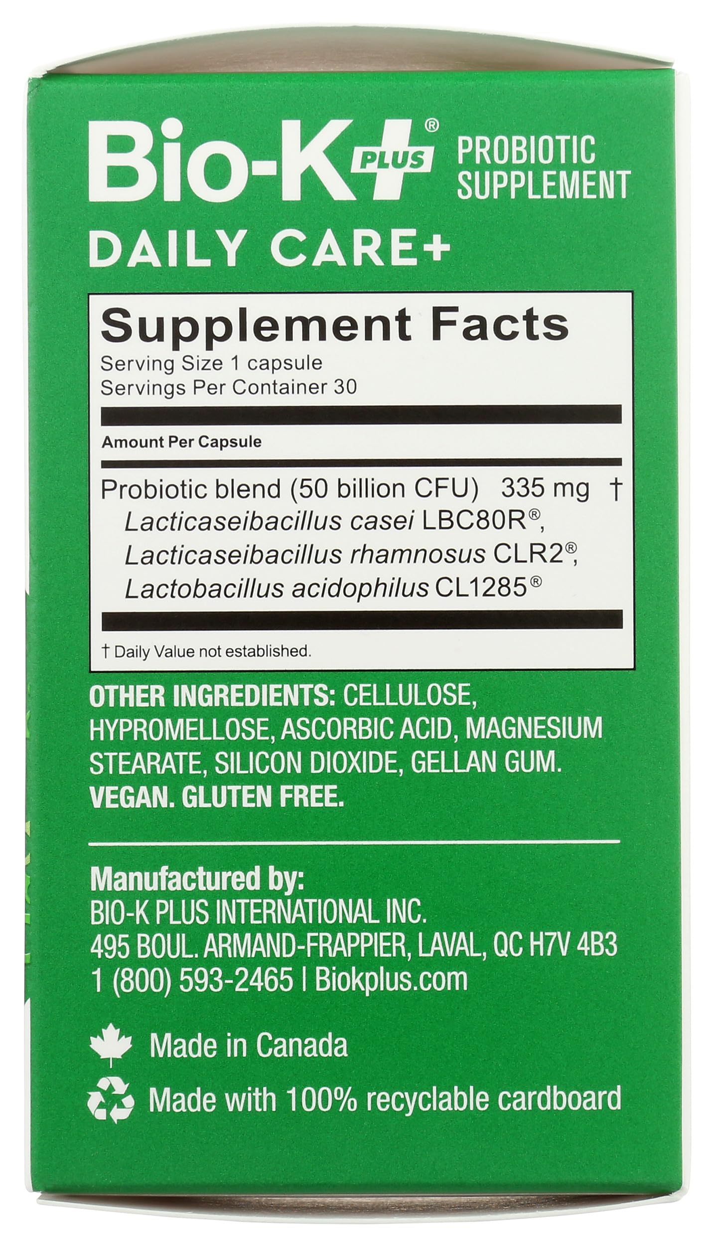 Bio-K Plus Dailycare 50 Billion Probiotics Capsules, 30 Count