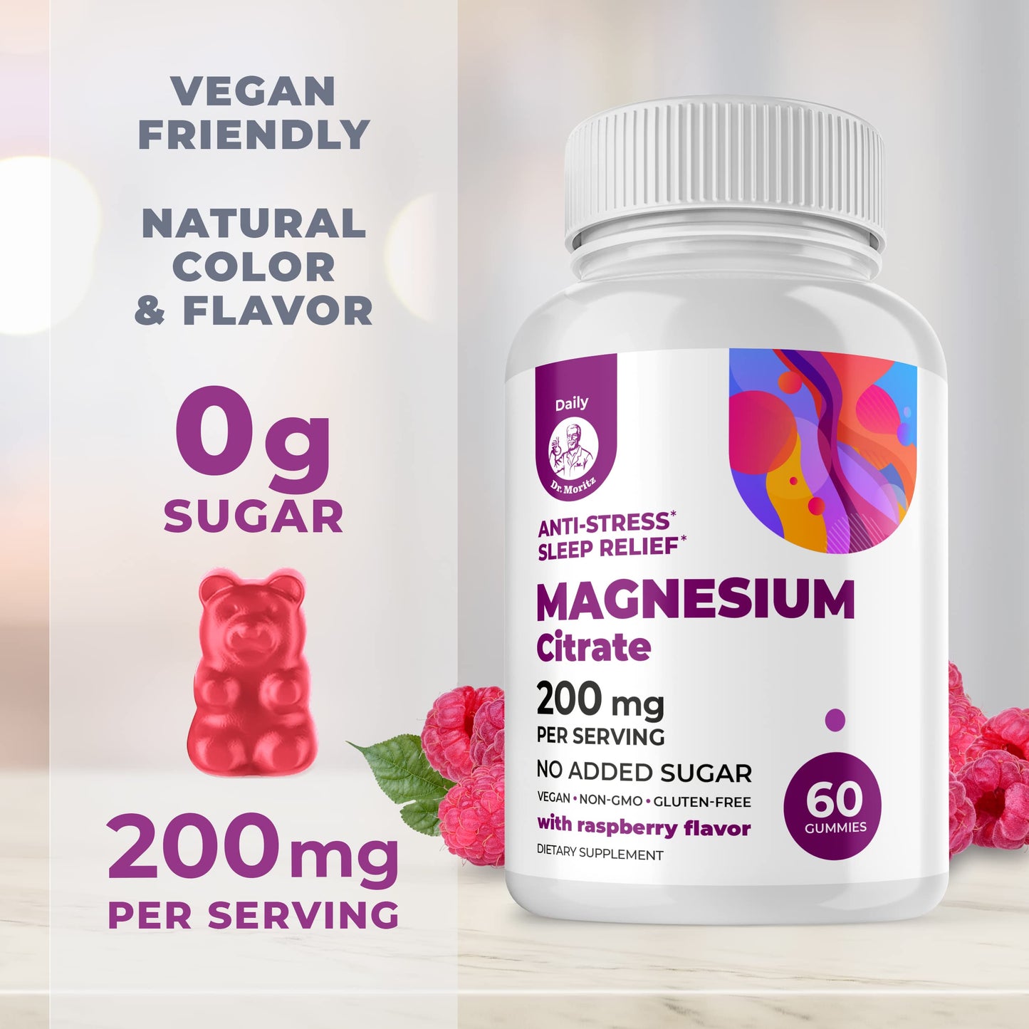 DR. MORITZ Elderberry Gummies for Kids and Magnesium 200 mg Gummy, 1 Count