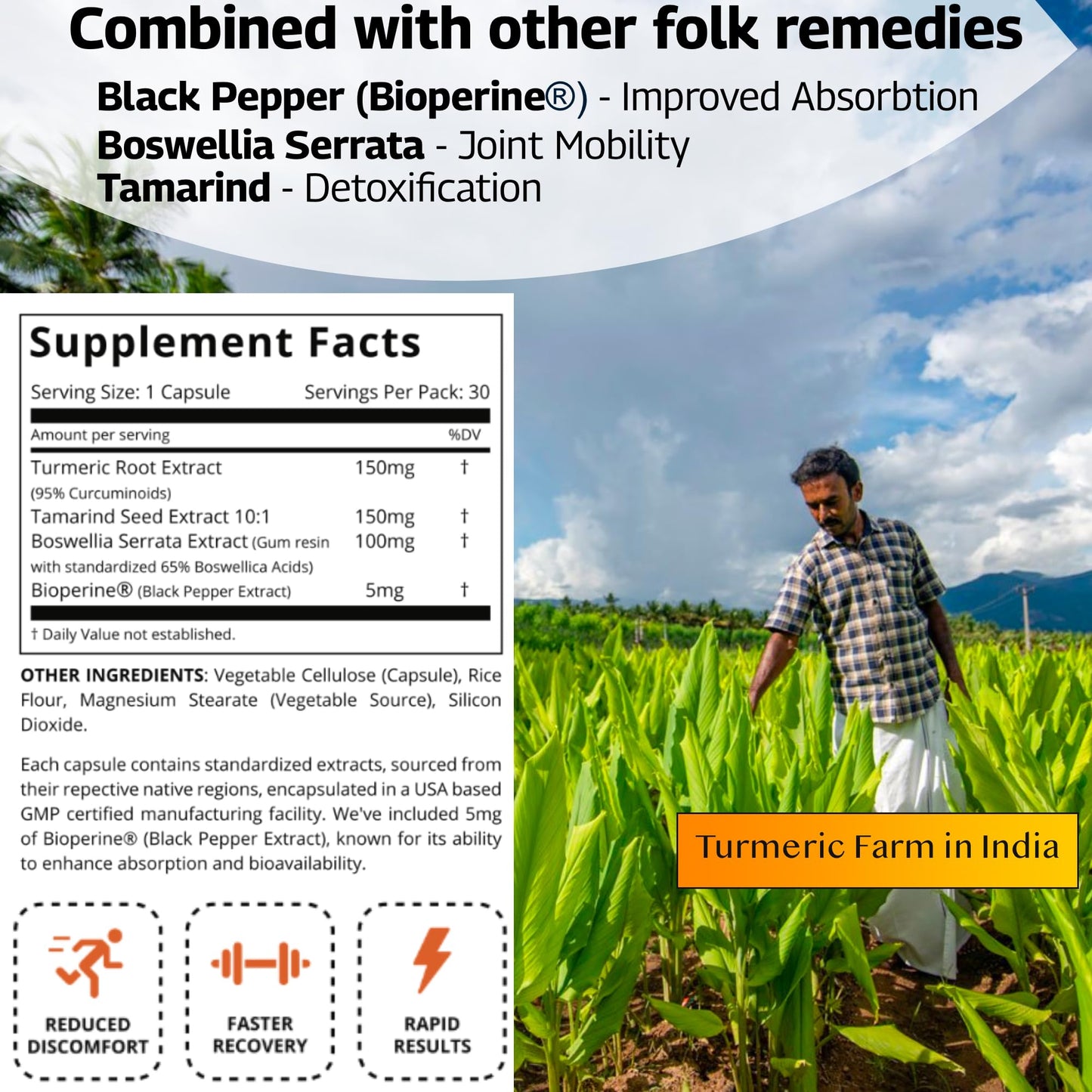 Native Source Indian Curcumin: Joint Recovery Capsules 30