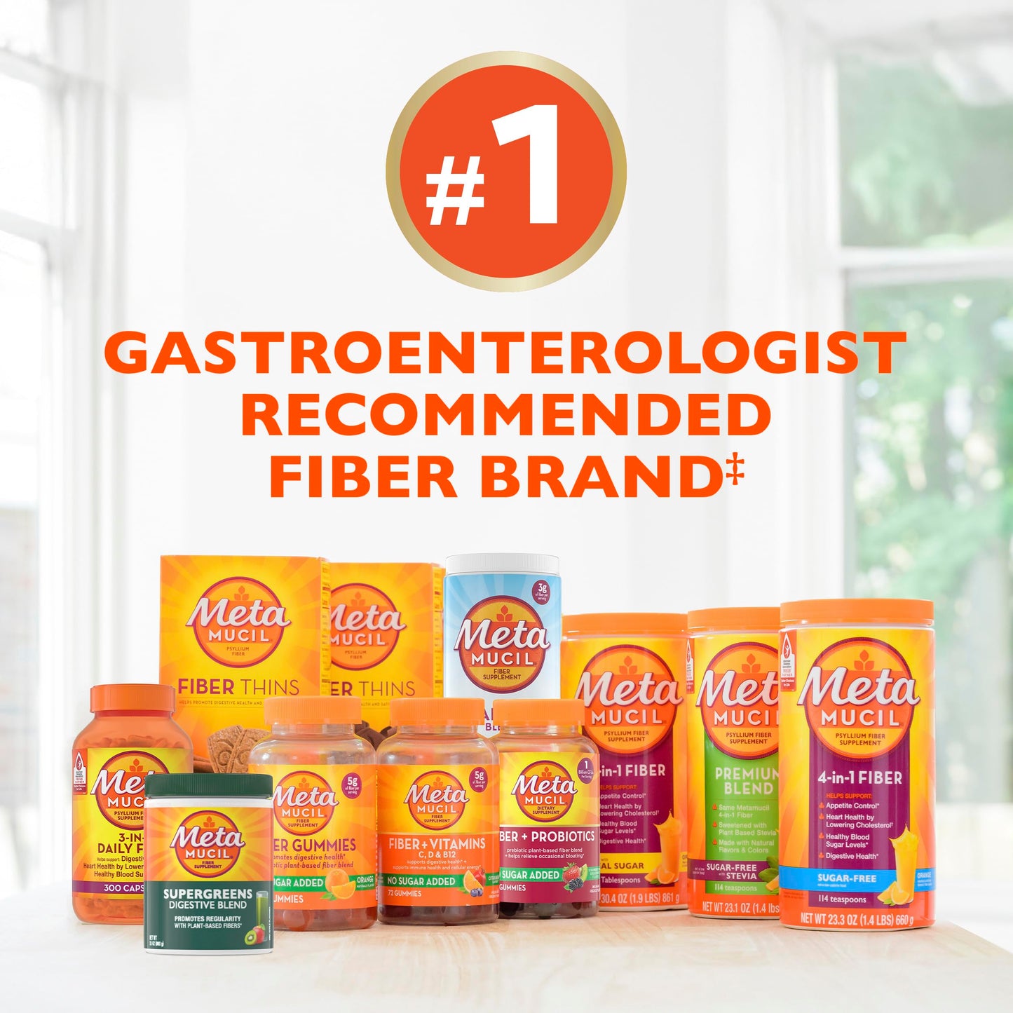 Metamucil 4-in-1 Psyllium Husk GLP-1 Friendly Fiber Supplement Orange Flavored Powder, 36.8 oz