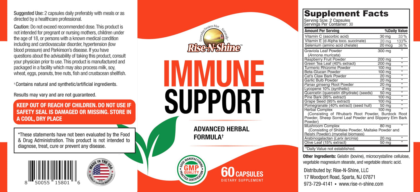 Rise-N-Shine Immune Support Supplement 60 Capsules