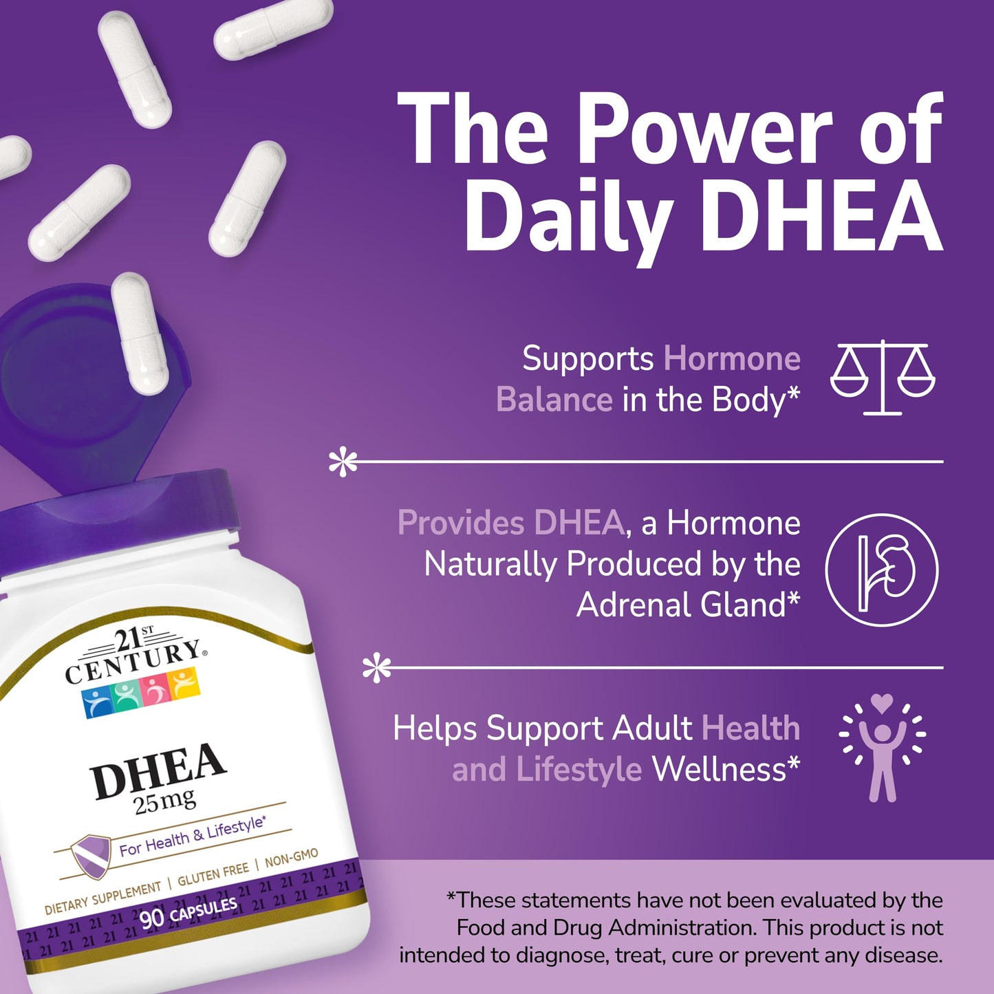 21st Century DHEA 25 mg Capsules 90 Count