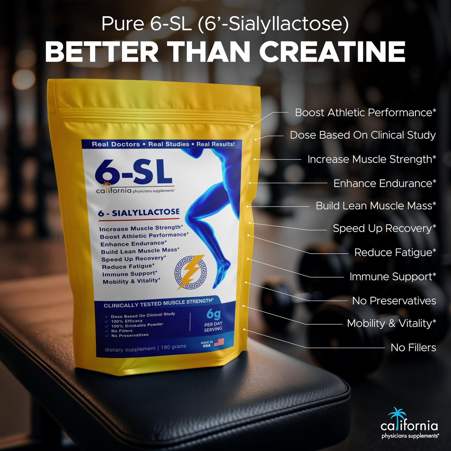 California Physicians Supplements 6-Sialyllactose (6-SL) Muscle Support Powder, 1.19 lb
