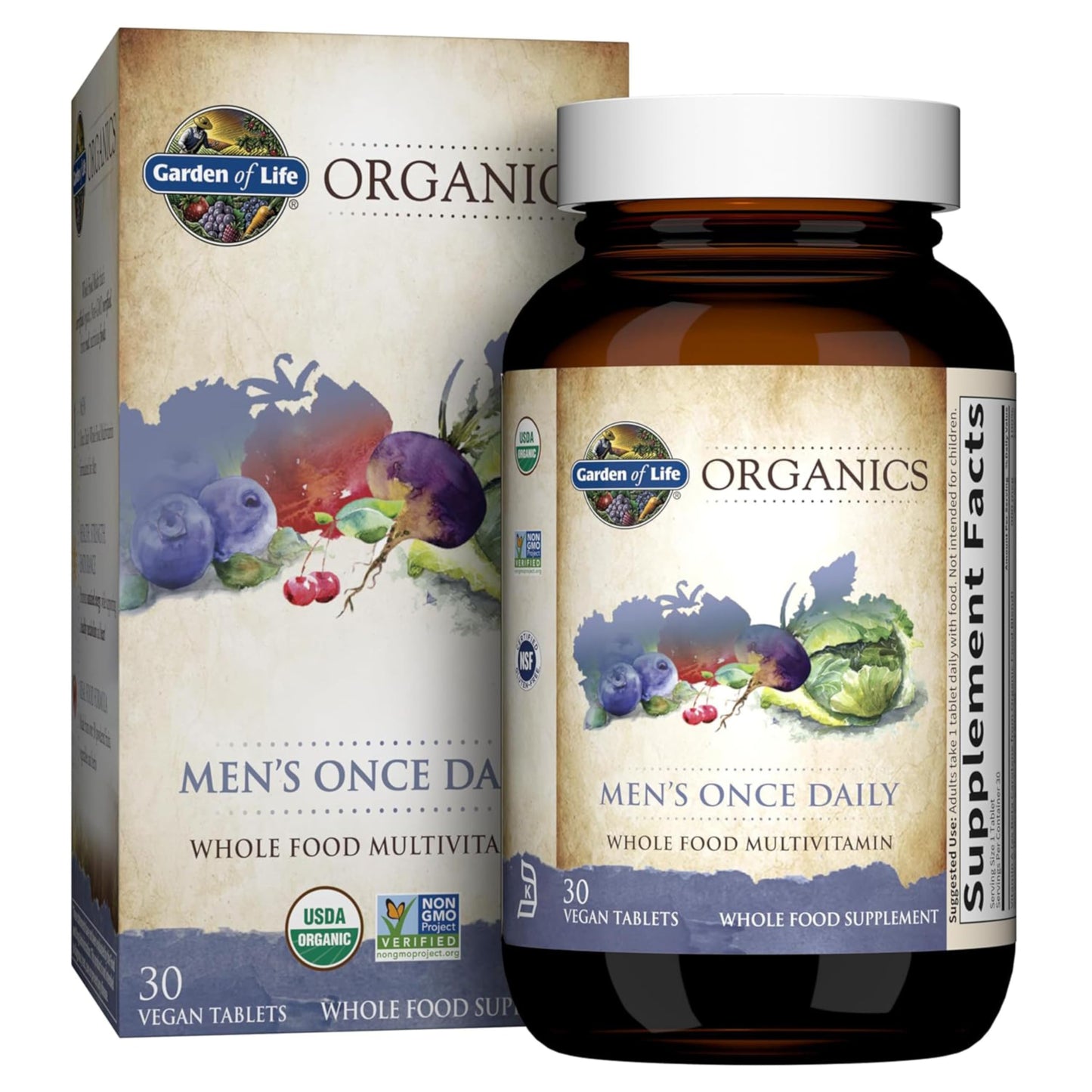 Garden of Life Once Daily Whole Food Multivitamin for Men Caplets, 30 Count