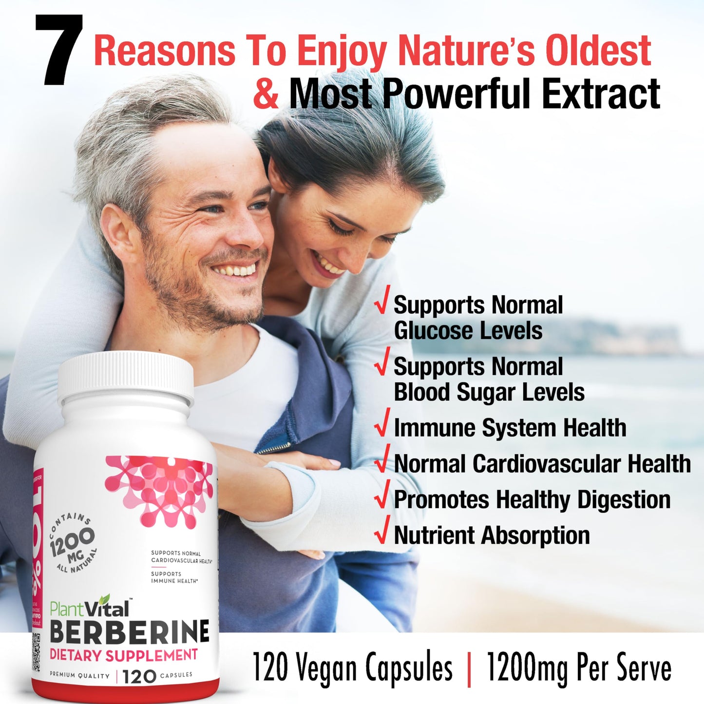 Plantvital Berberine 1200mg Capsule, 120 Count
