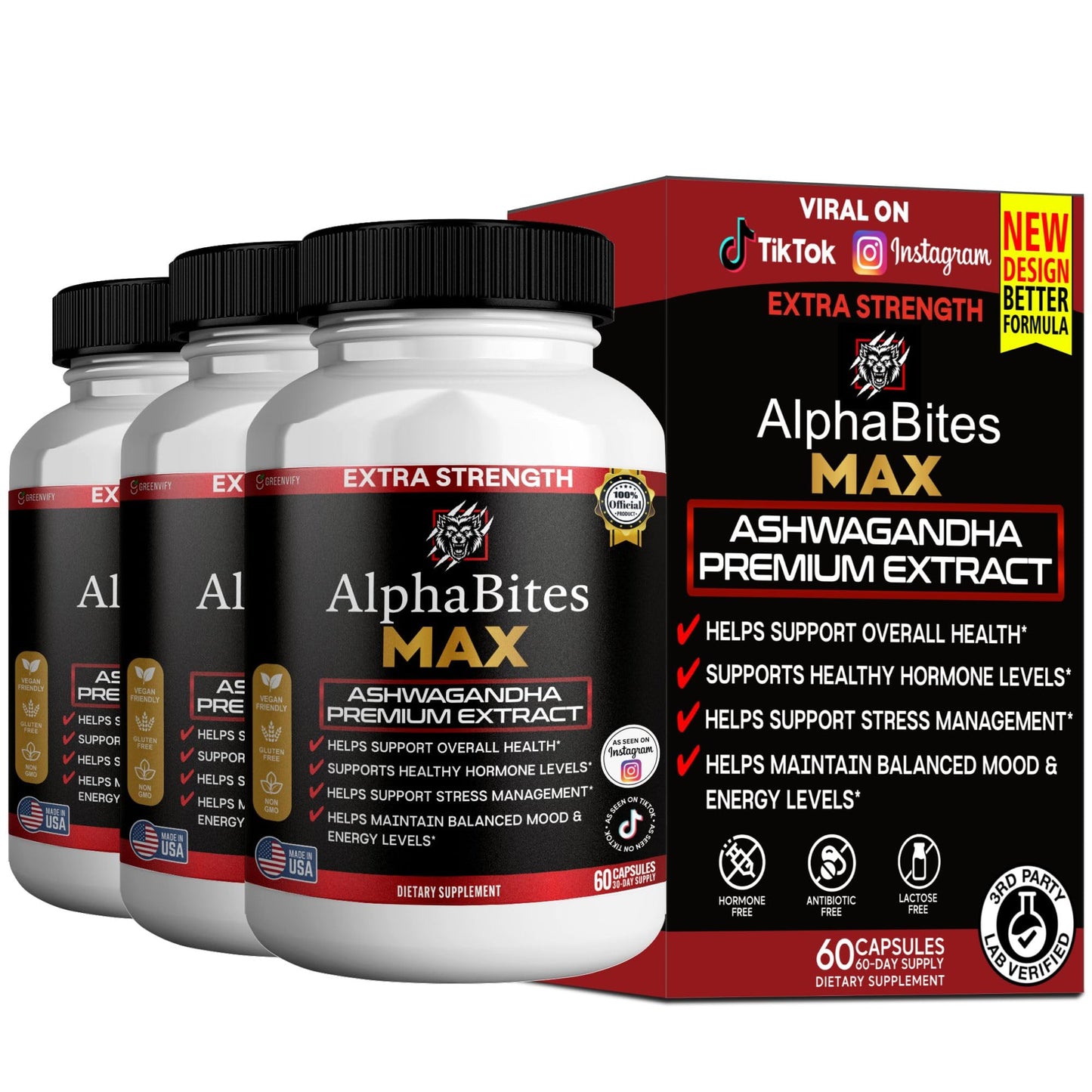 GREENVIFY AlphaBites MAX Ashwagandha Extract Capsules 180