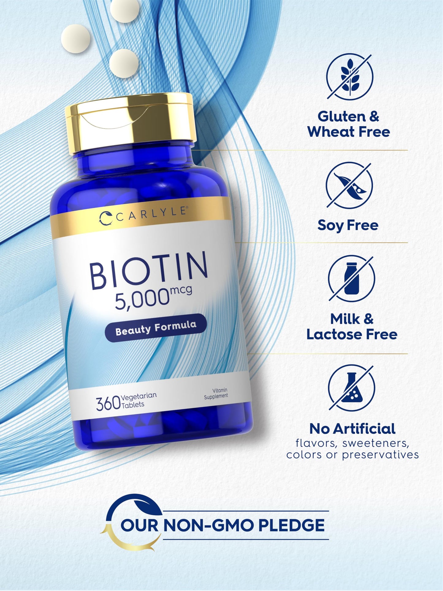 Carlyle Biotin 5000mcg for Hair, Skin, and Nails Tablets 360