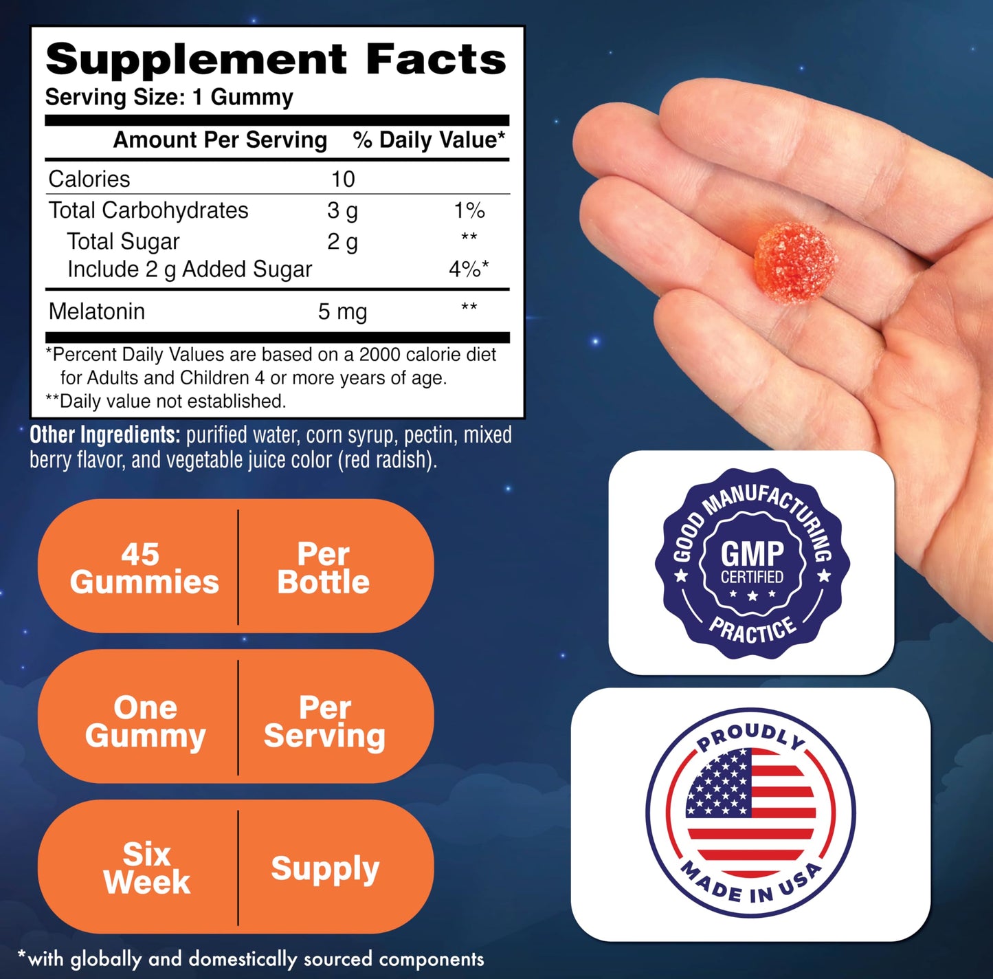 Health Thru Nutrition Melatonin 5mg Gummies 45 Count
