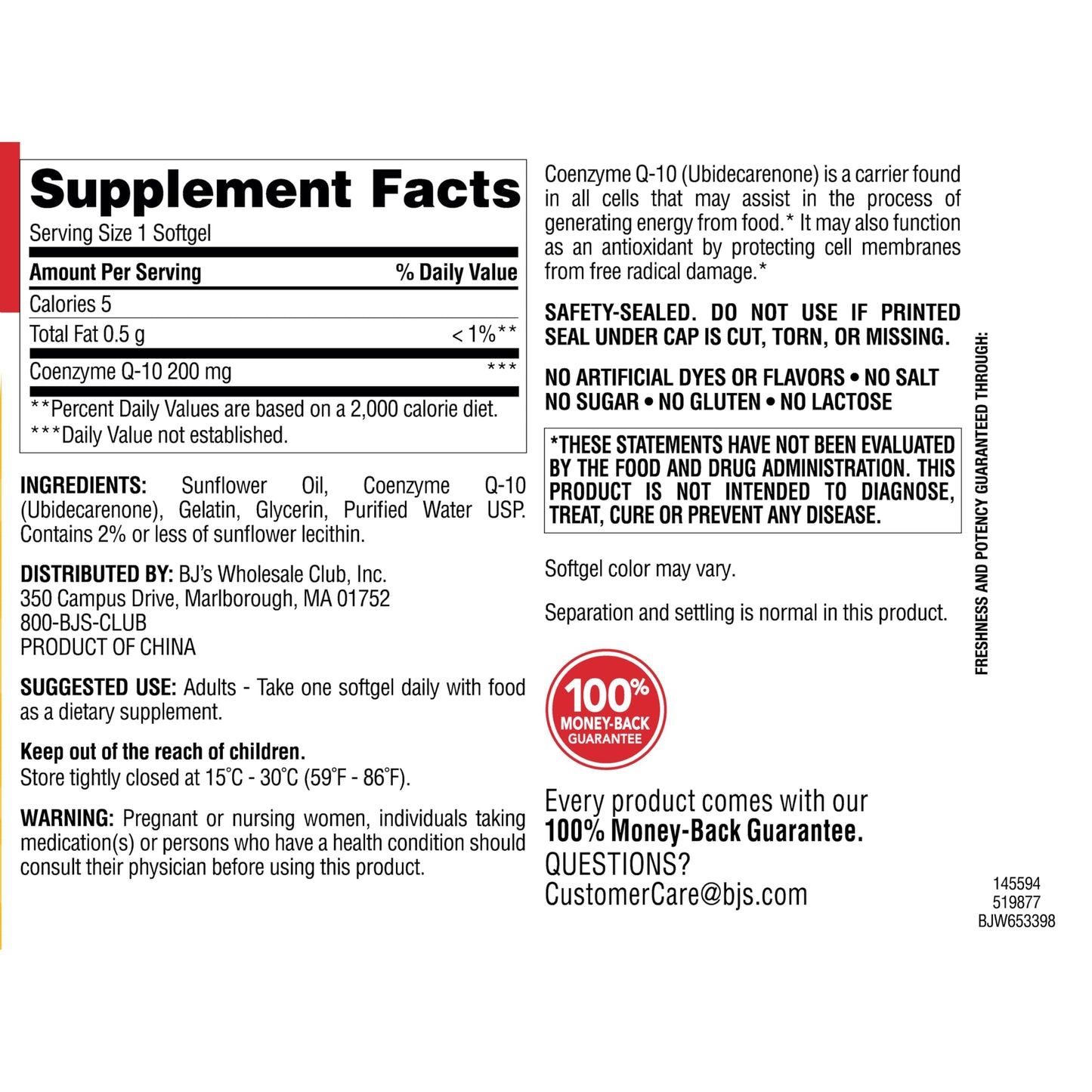 Berkley Jensen CoQ10 Softgels, 140 Count
