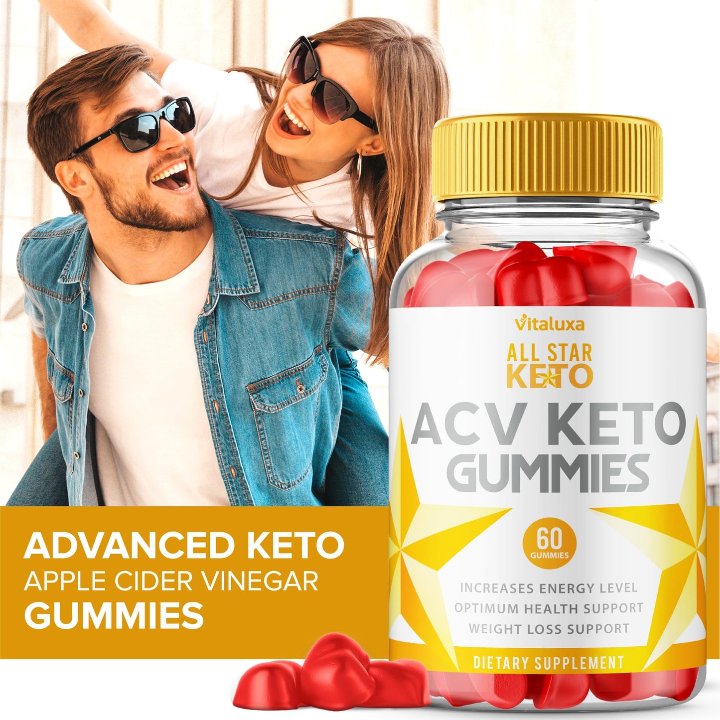 Vitaluxa All Star Keto ACV Gummies, ACV+BHB Formula, 120 Gummies