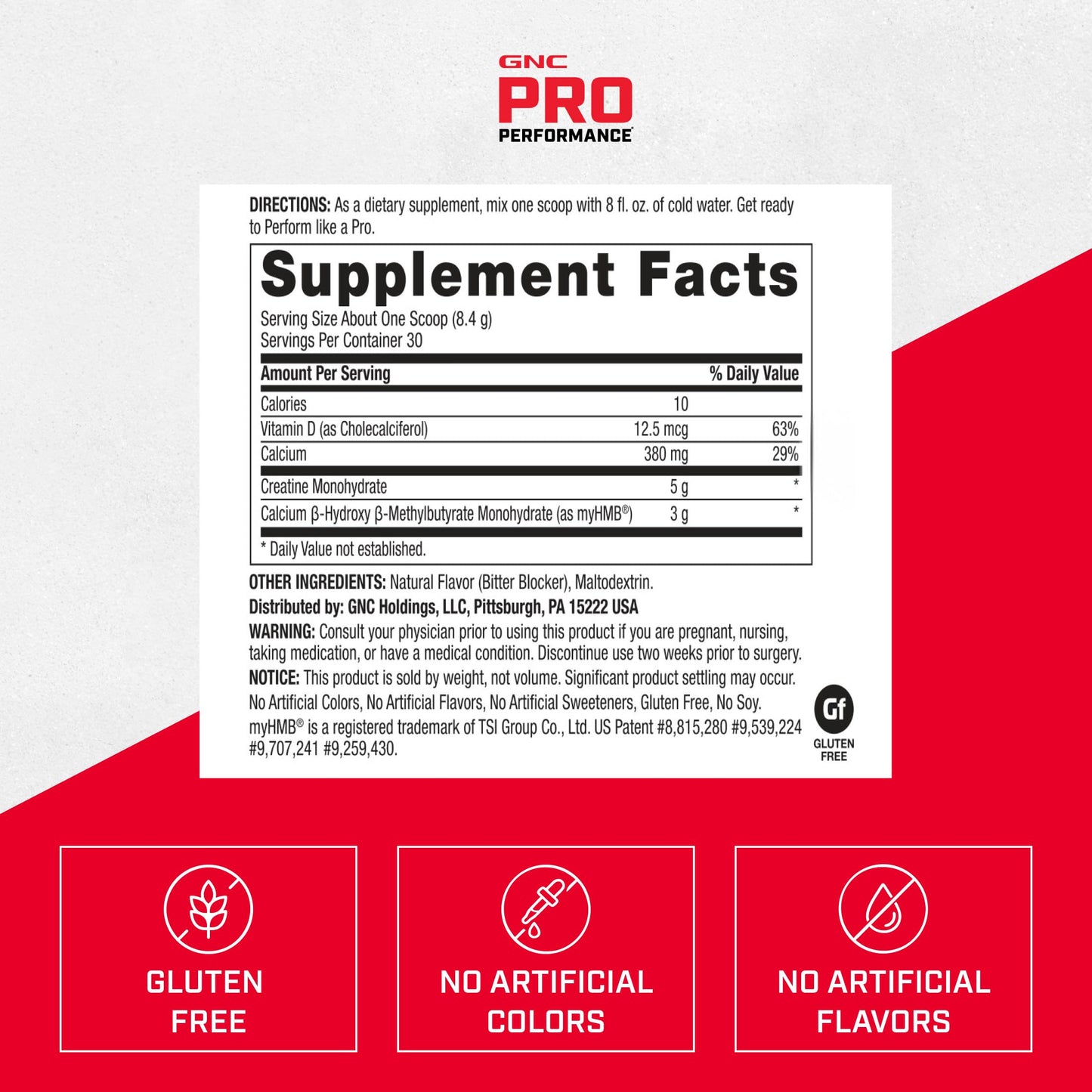 GNC Pro Performance Creatine Monohydrate + HMB Powder 8.9 Ounce