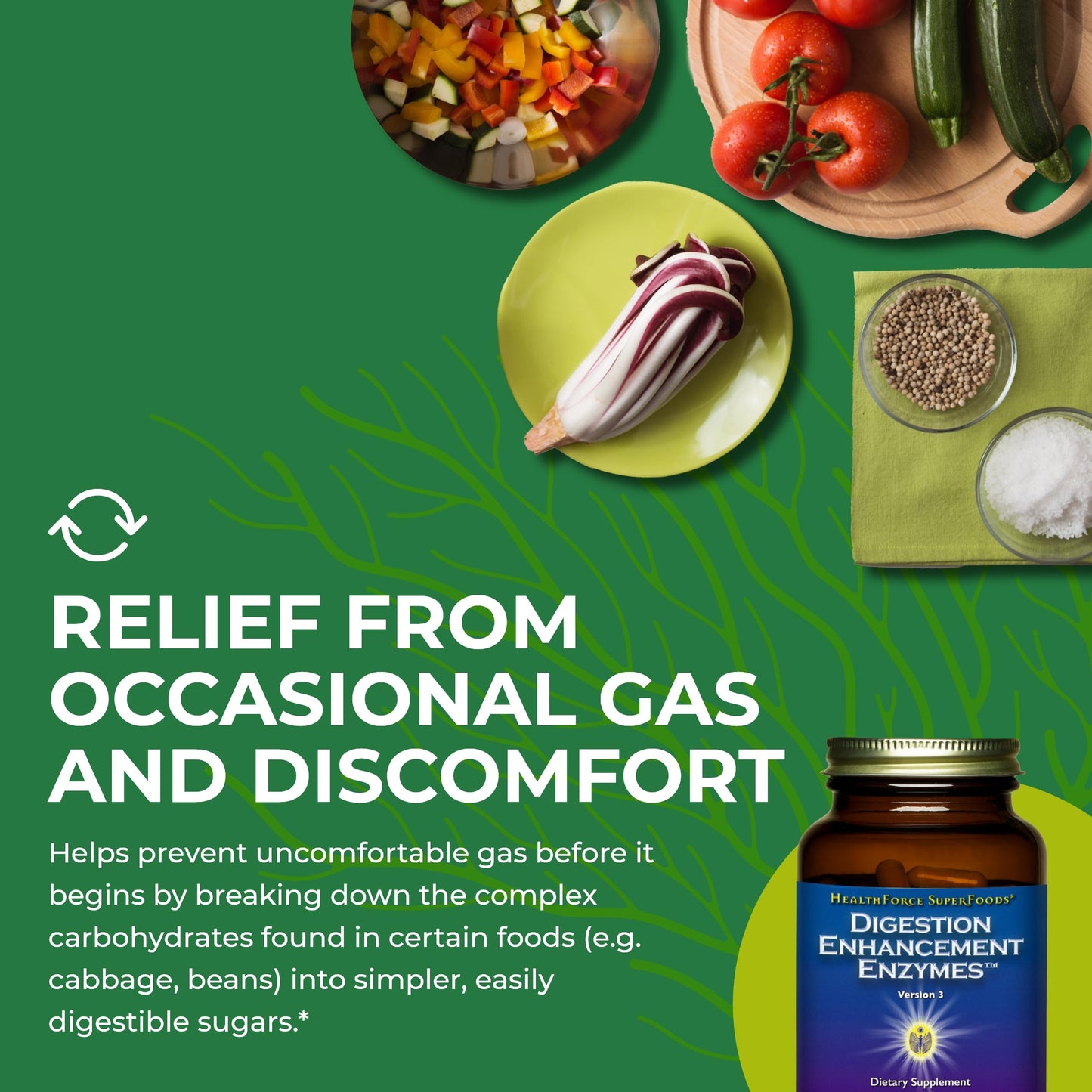 HEALTHFORCE SUPERFOODS Digestion Enhancement Enzymes Vegan Capsules 360