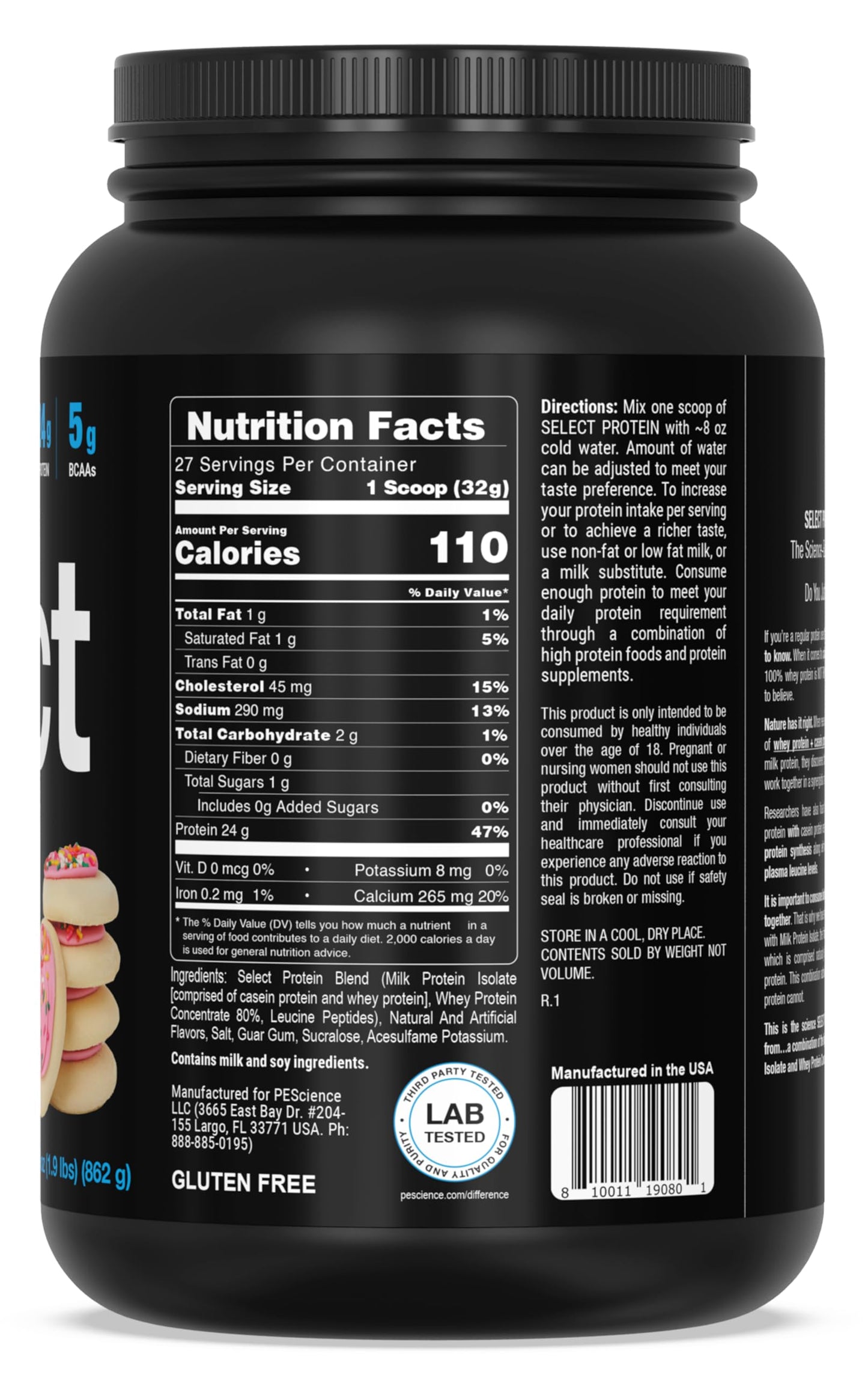 PEScience Select Protein Powder Frosted Sugar Cookie, 30.8 g per serving