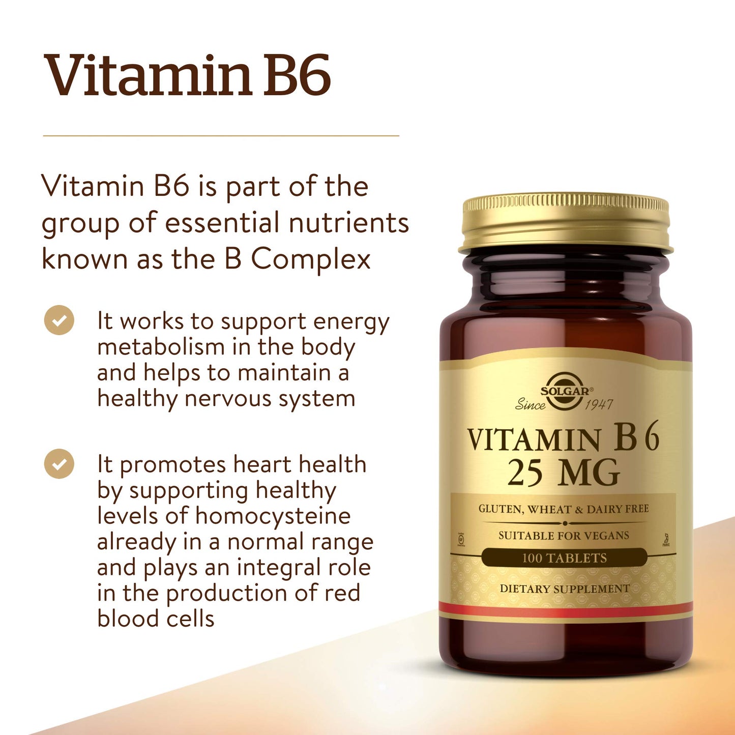 Solgar Vitamin B6 25 mg, 100 Tablets