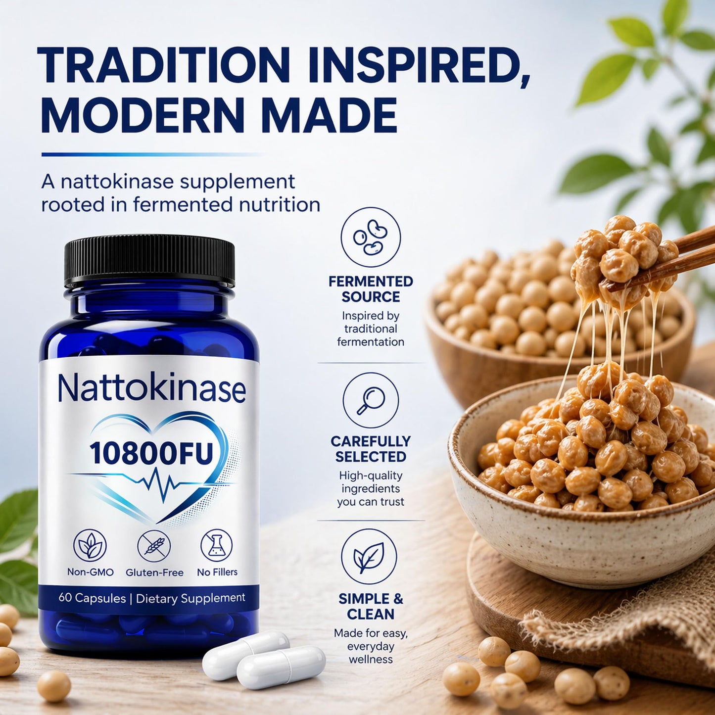 VOSETOKELA Nattokinase 10800 FU Capsules, 60 Capsules