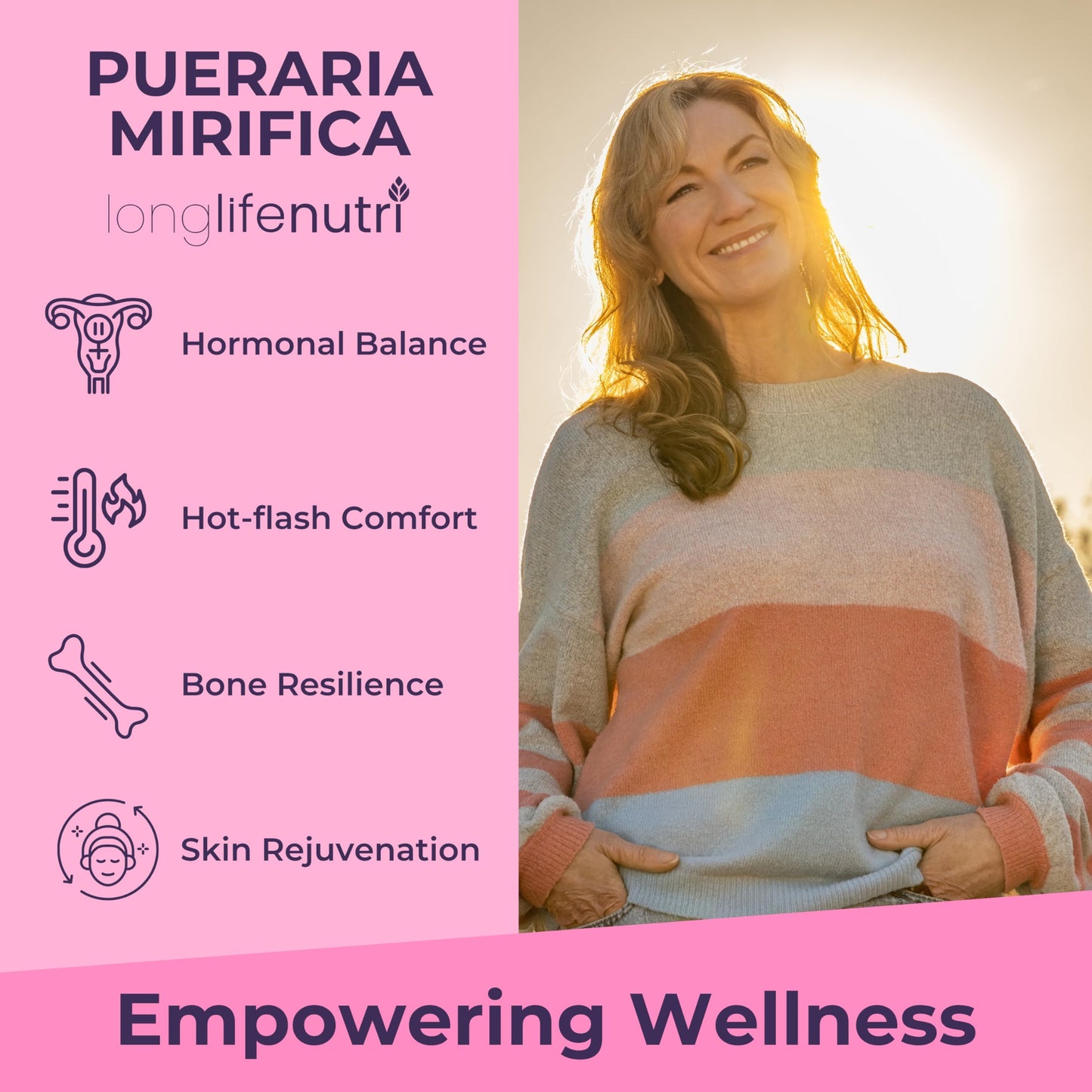 LongLifeNutri Pueraria Mirifica Root Extract Capsules, 240 Count