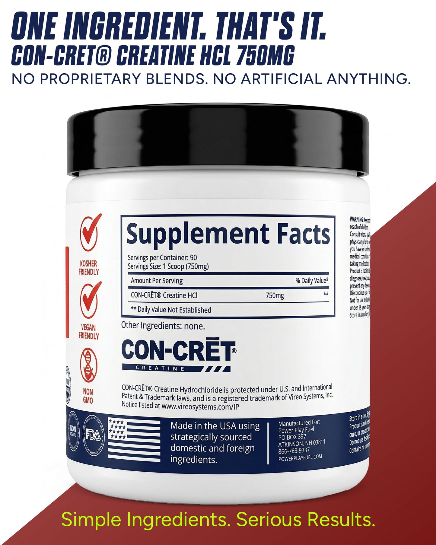 POWER PLAY FUEL Creatine HCl Powder, 2.38 Ounce, 90 Servings