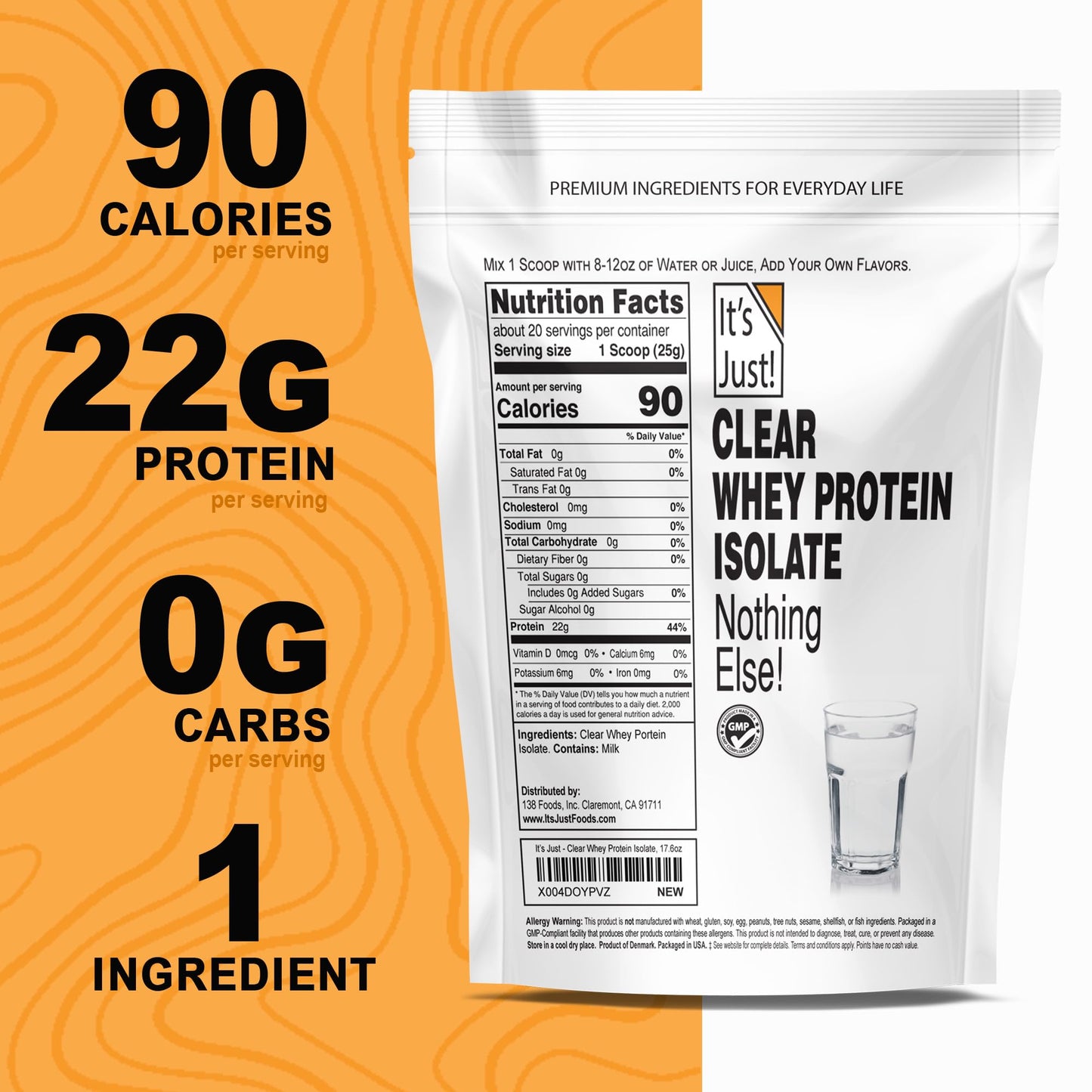 It's Just! Clear Whey Isolate Protein Powder 17.6 oz