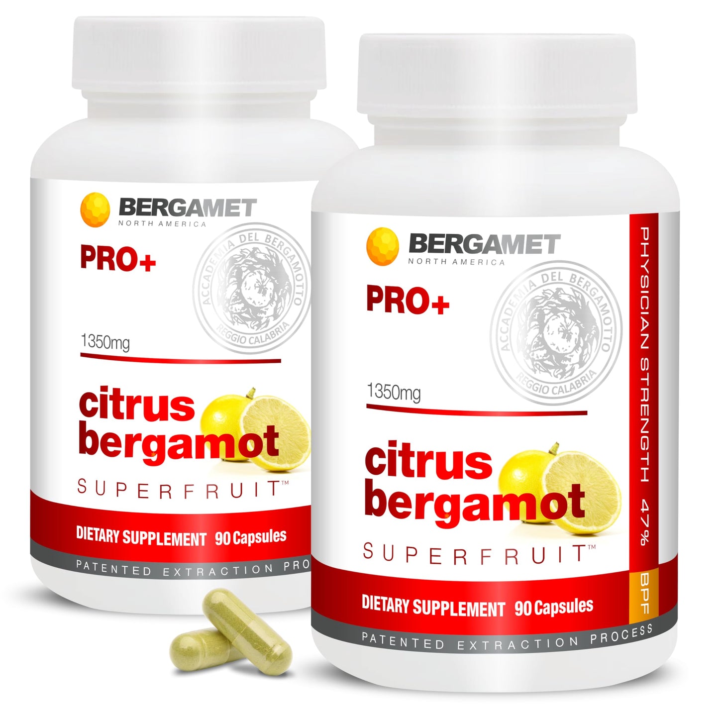 BergaMet Citrus Bergamot SuperFruit PRO+ with Olive Leaf Extract Capsules 180