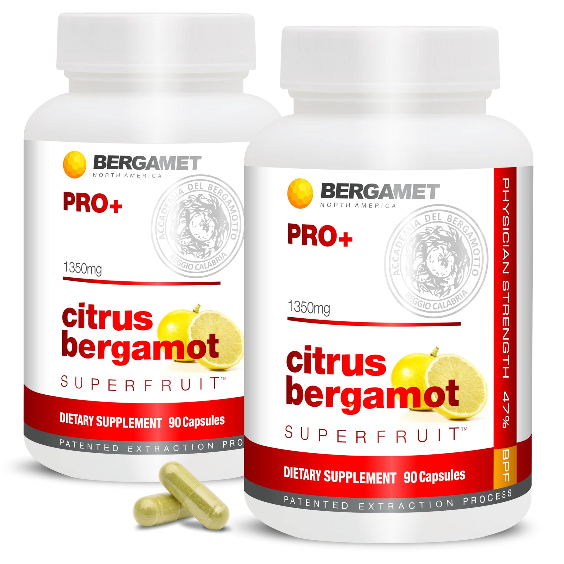 BergaMet Citrus Bergamot SuperFruit PRO+ with Olive Leaf Extract Capsules 180