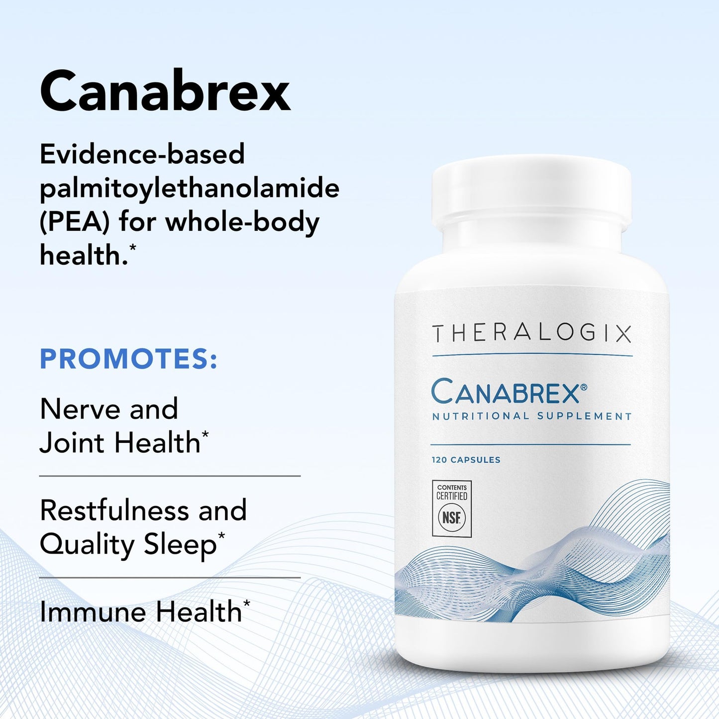 Theralogix Canabrex Pea – Joint, Sleep & Immune Health, NSF Certified Capsules, 120