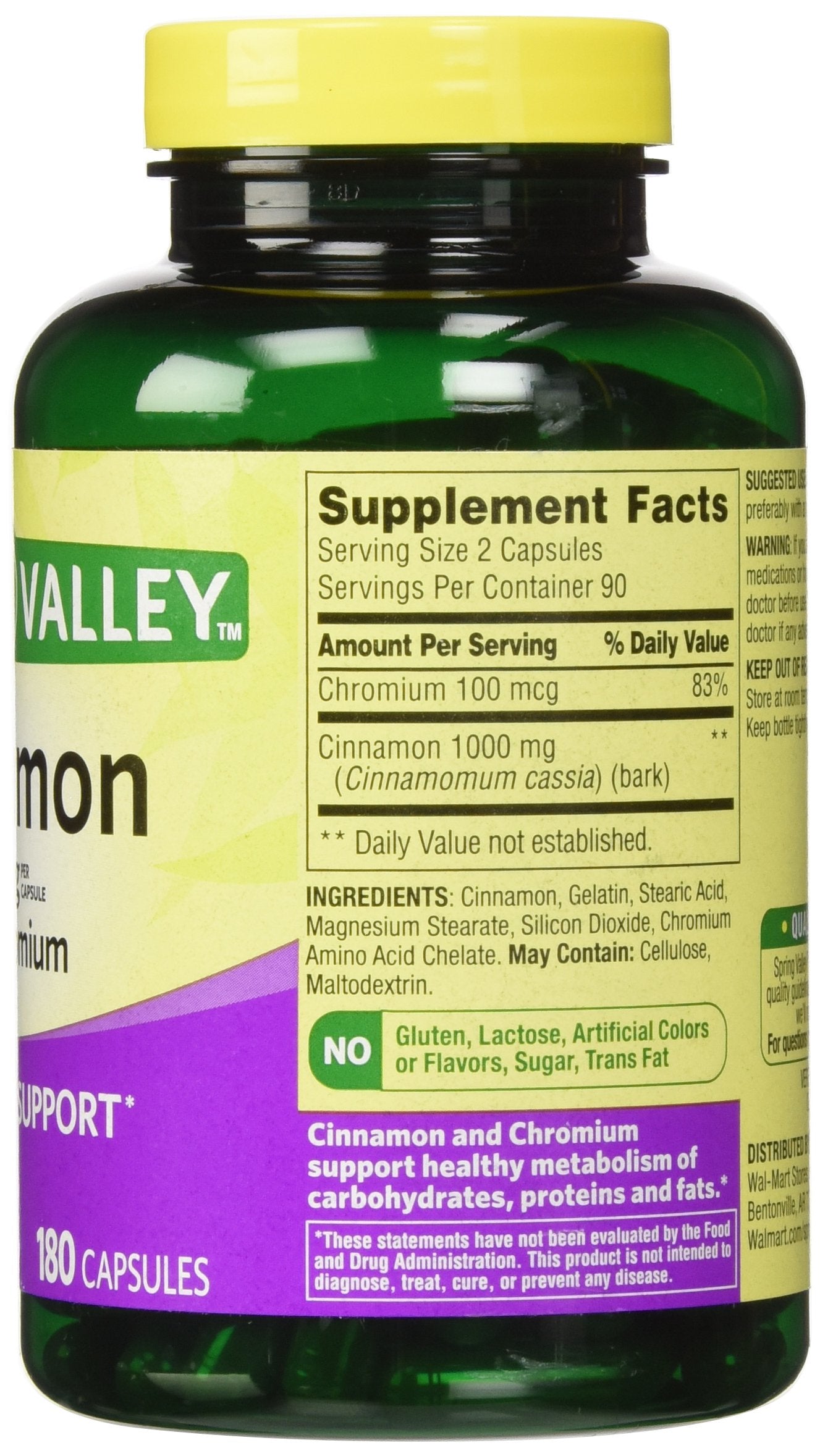 Spring Valley Cinnamon 500mg Plus Chromium Capsules, 360 Count