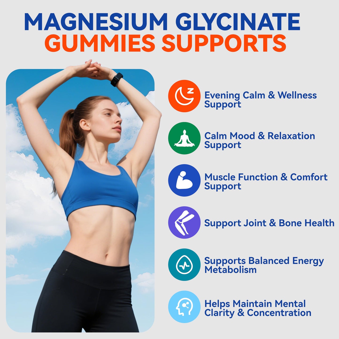 TasoMomi Magnesium Glycinate Gummies 400mg Sugar Free Vegan Chewable for Adults & Kids - High Absorption to Support Sleep, Muscle, Bone, and Cognitive Health with Vitamin D3, B6, C, CoQ10, 60 Blueberry Gummies