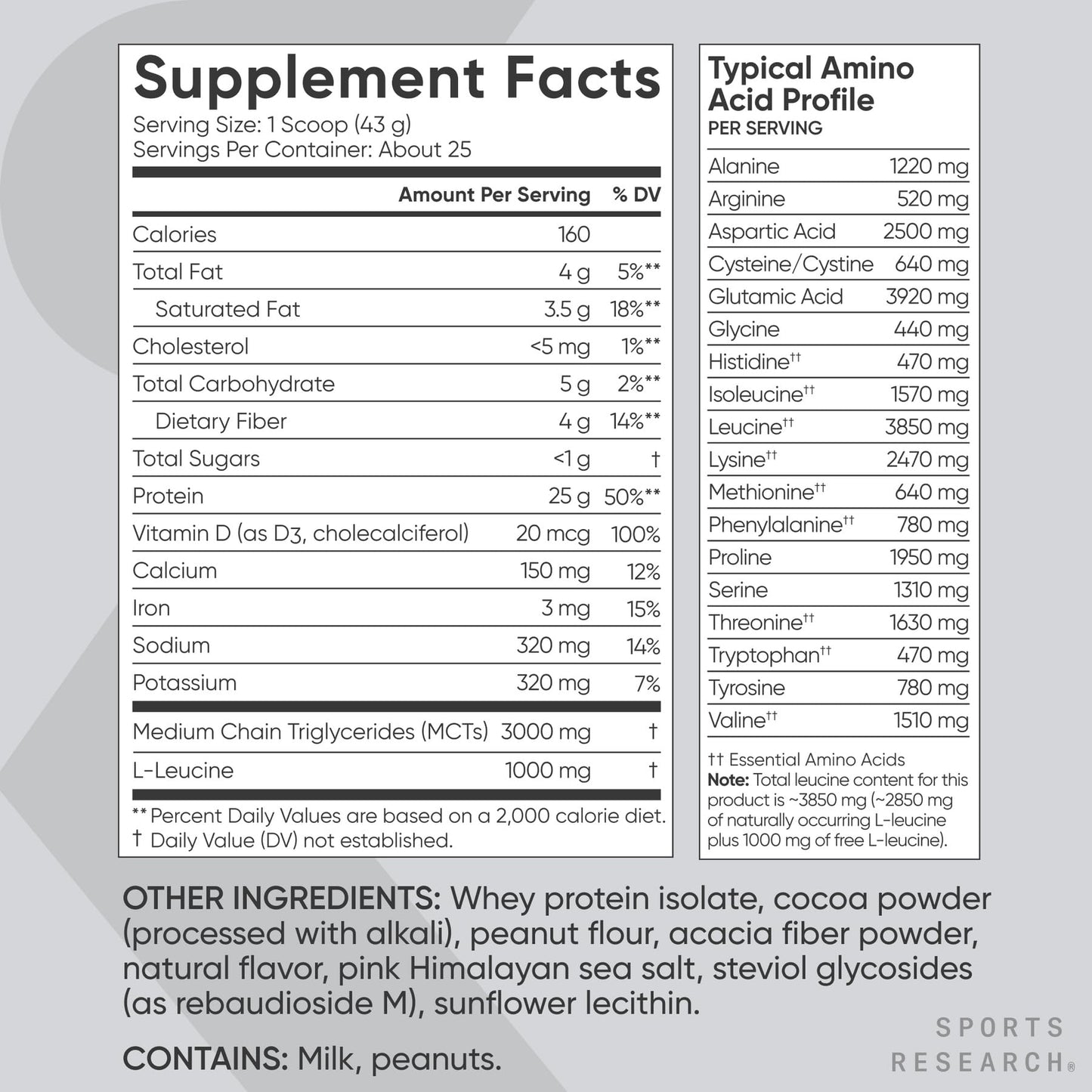Sports Research 100% Whey Protein Isolate Chocolate Peanut Butter Protein Powder, 2.38 Pound