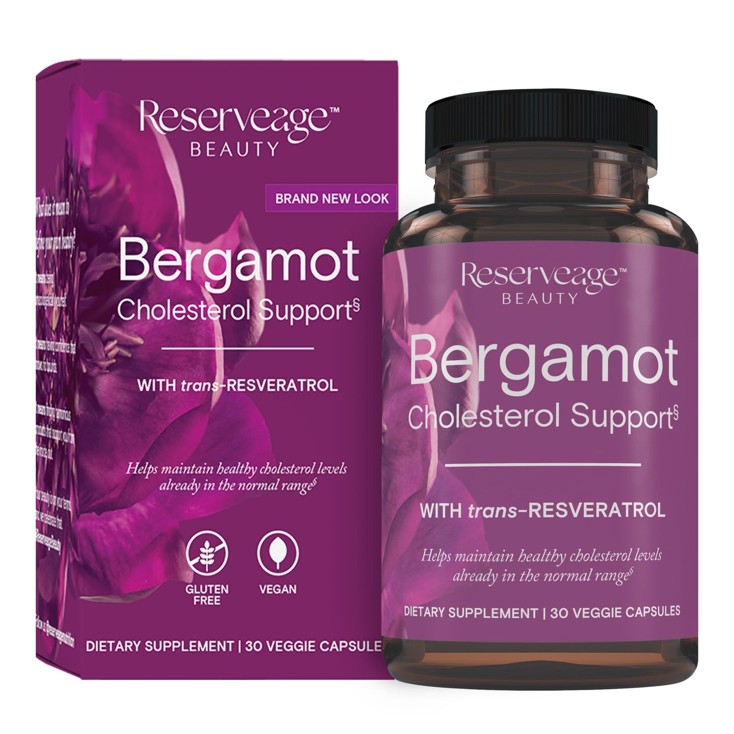 Reserveage Nutrition Beauty Bergamot Cholesterol Support with Resveratrol Capsules 30