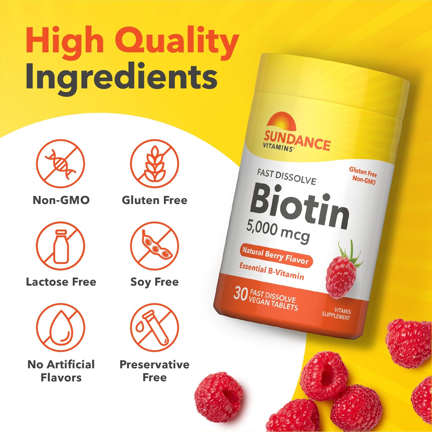 Sundance Biotin 5000mcg Fast Dissolve Tablets, 30 Count