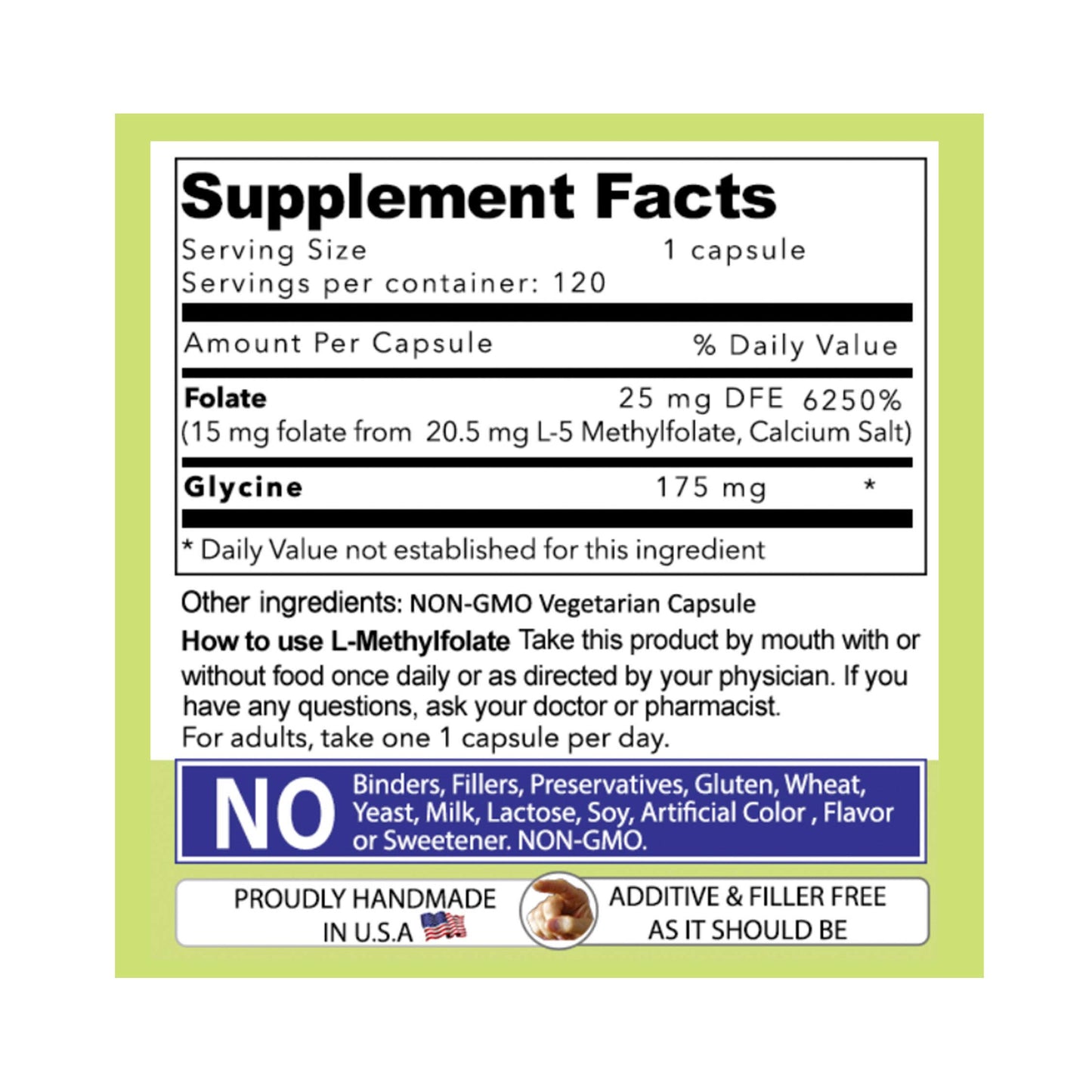 AND GIVE US TODAY OUR DAILY L-Methylfolate 15 mg / 15000 mcg Maximum Strength Active Folate, 5-MTHF, Filler Free, Gluten Free, Non-GMO, Vegetarian Capsules, 120 Capsules