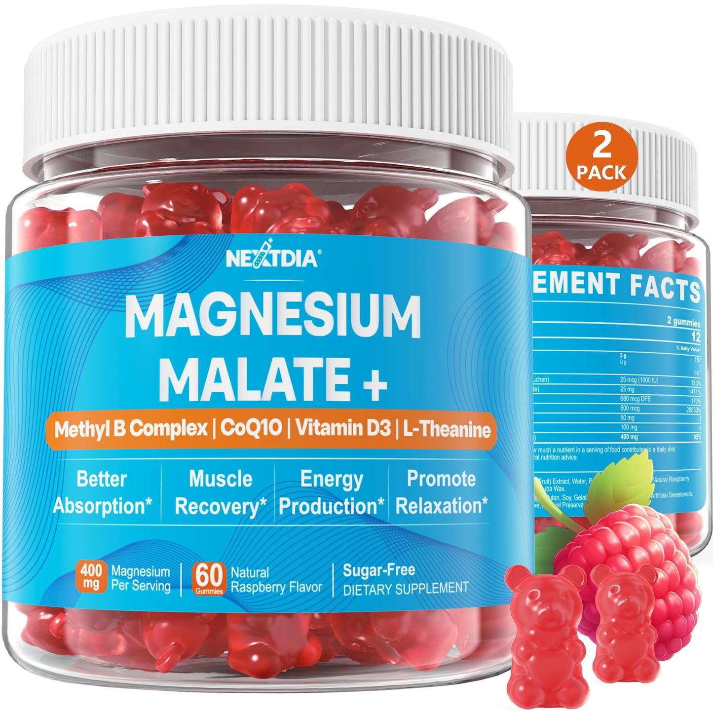 Nextdia Berberine & Magnesium Malate Gummies with CoQ10, 240 Count