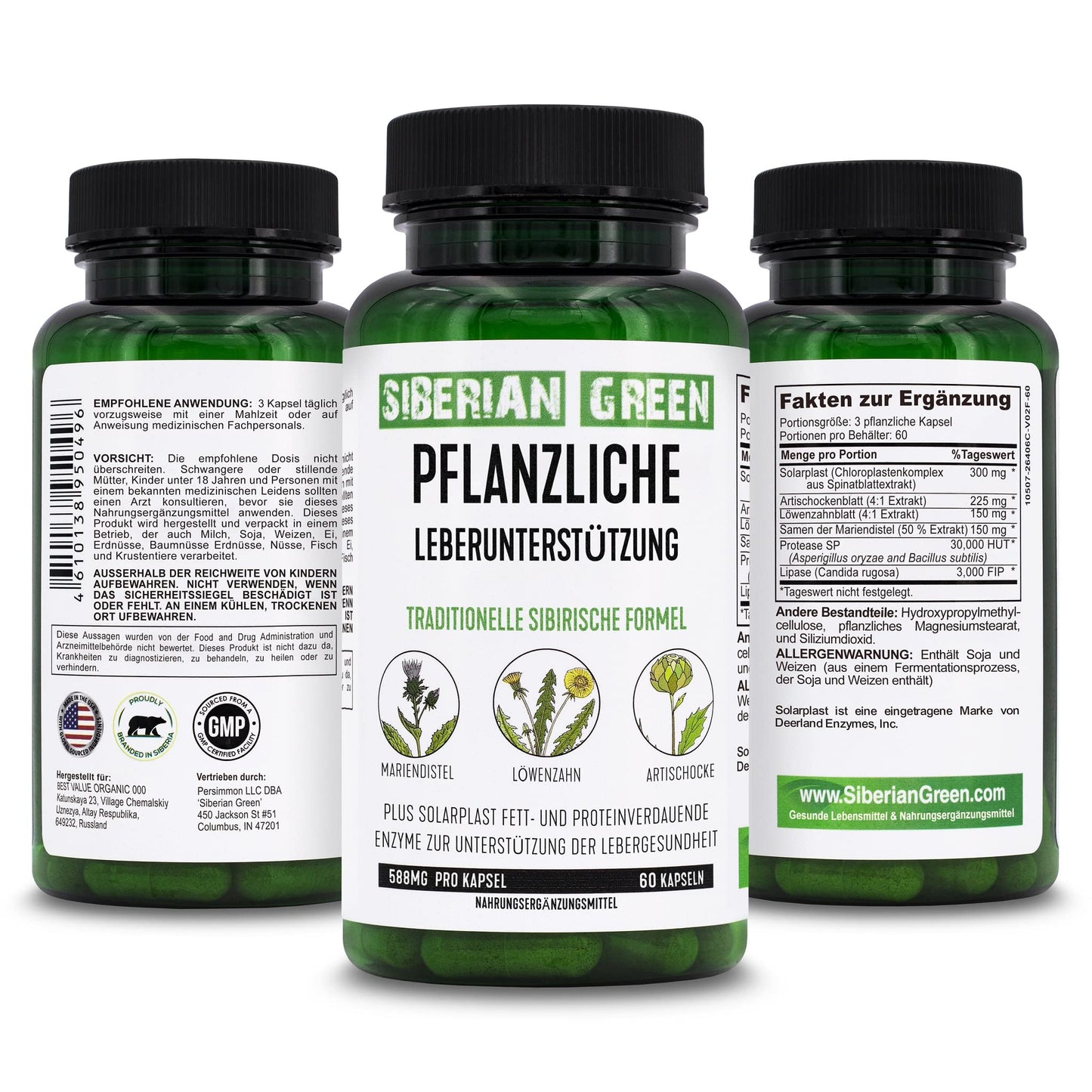 Siberian Green Herbal Liver Detox with Milk Thistle Artichoke Dandelion 60 Capsules