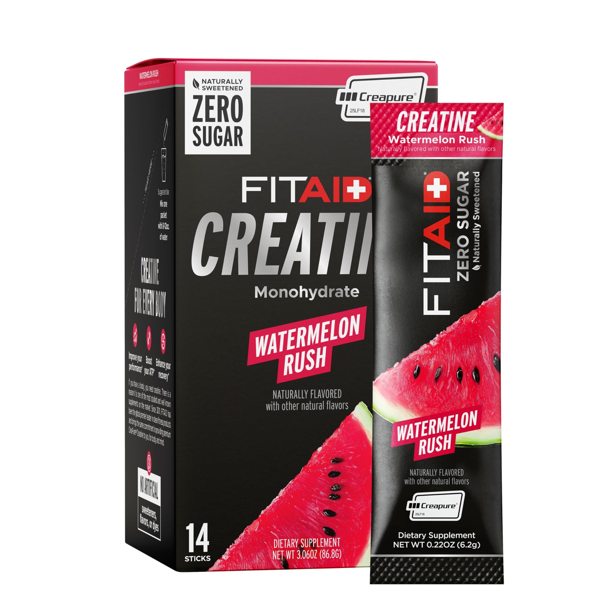 LIFEAID FITAID Creatine Monohydrate Powder Watermelon Rush Flavor, 14 Single-Serve Packs