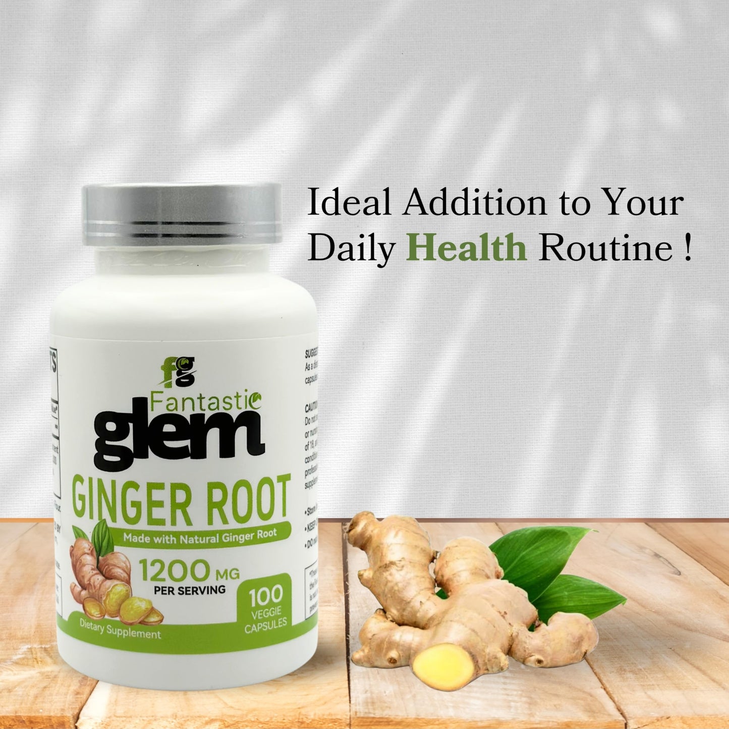 Fantastic Glem Ginger Root Capsules, 100 Count