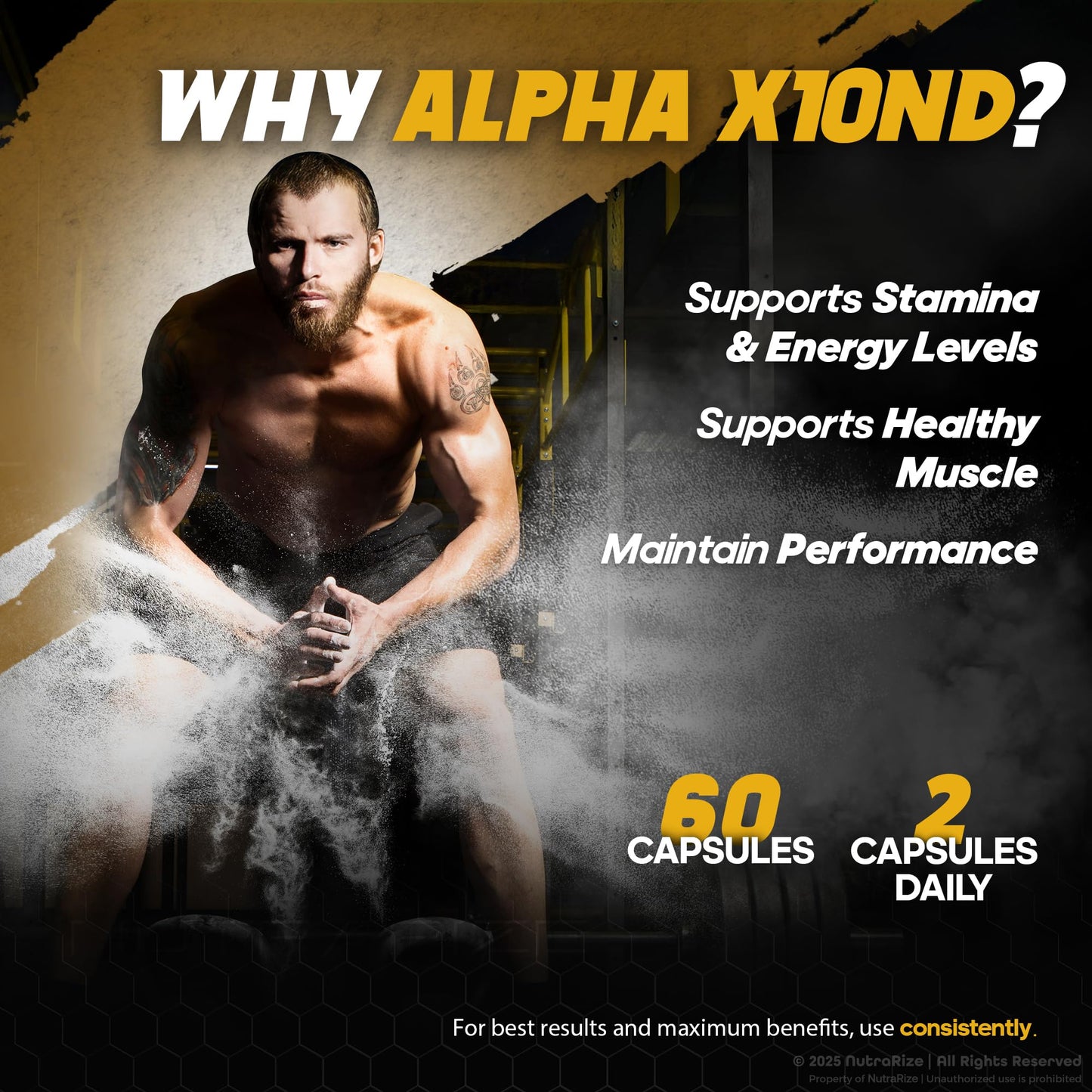 Rize Labs Alpha X10nd Ultra for Men Capsules, 60 Count