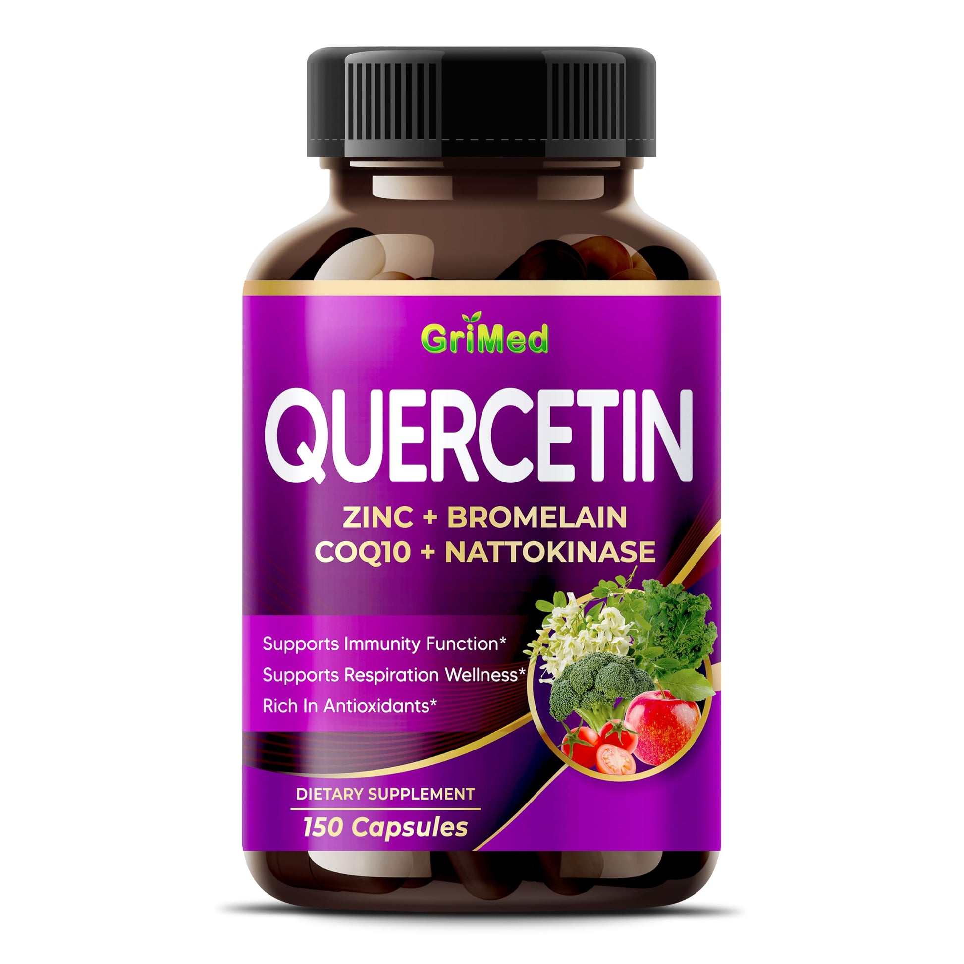 GriMed Quercetin Dietary Supplement Capsules, 150 Count
