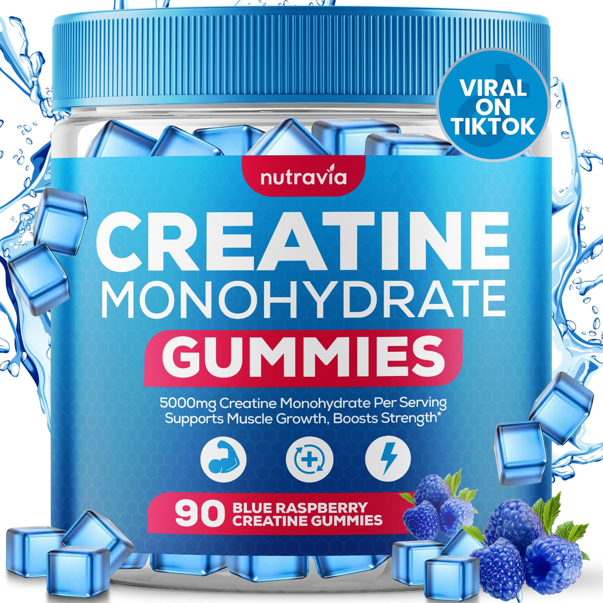 Nutravia Creatine Gummies with 5g Creatine Monohydrate, 90 Gummies