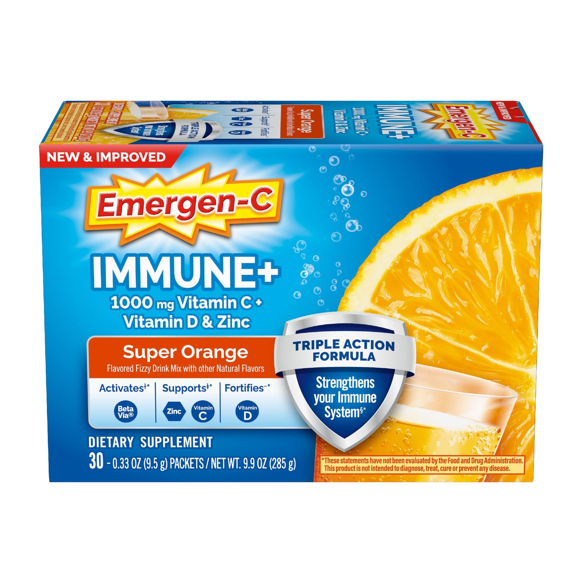 Emergen-C Immune+ Triple Action Immune Support Powder, 30 Count