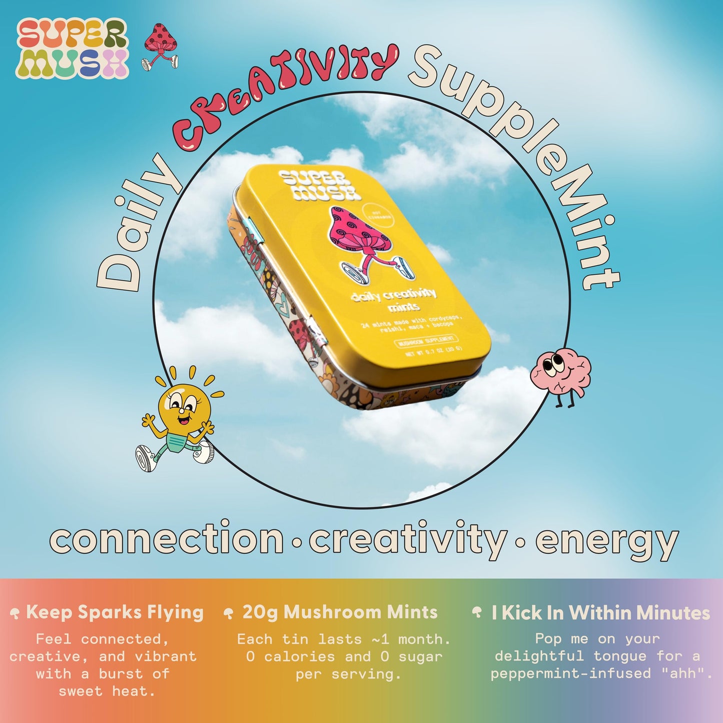 SuperMush Daily Creativity and Connection SuppleMint Tablet, 24 Count