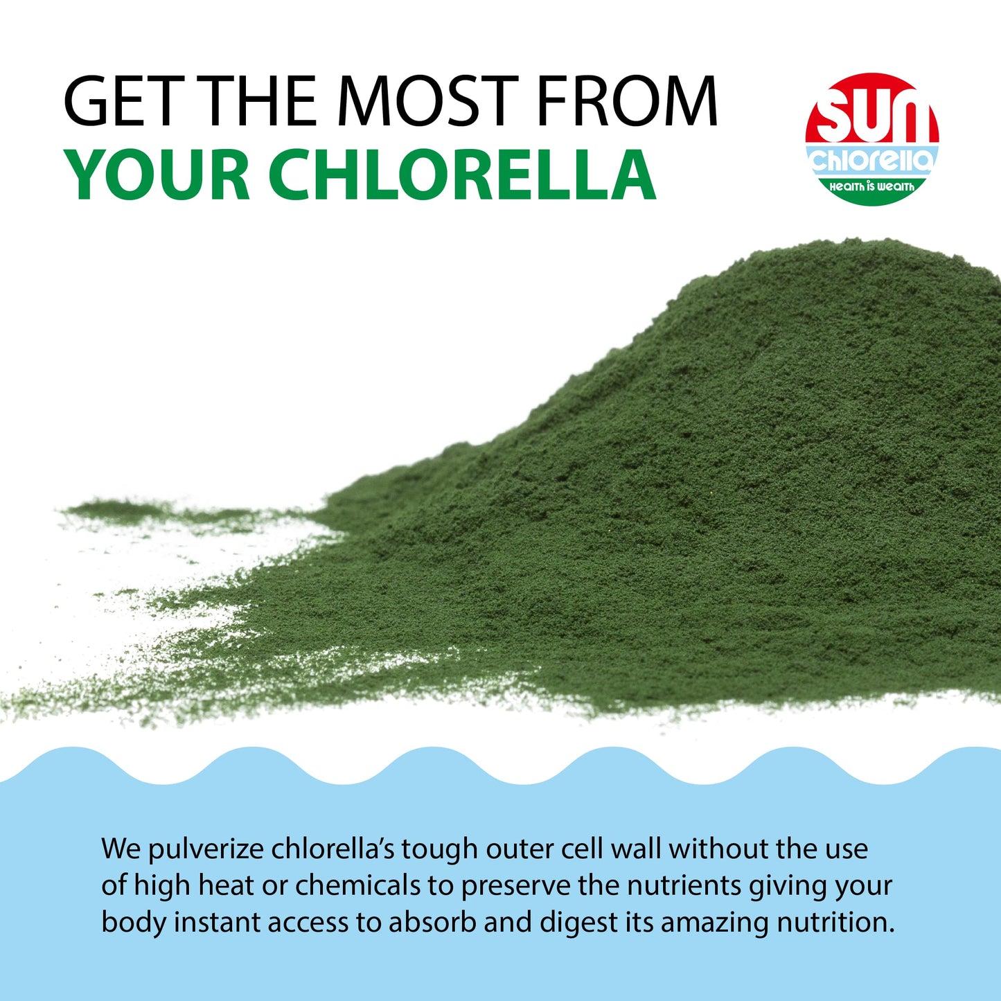 Sun Chlorella Powder Green Algae Superfood Supplement, 2-Pack