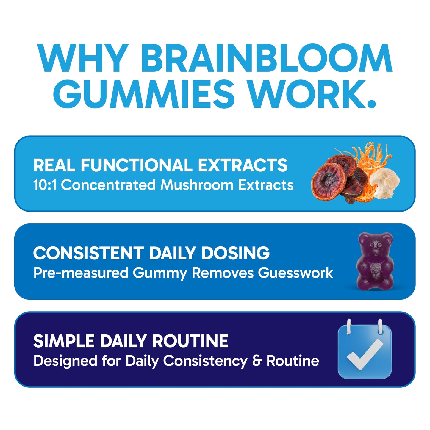 BrainBloom Mushroom Gummies for Focus & Energy – Lion’s Mane, Reishi, Chaga & Cordyceps + Ashwagandha – 2600mg 10:1 Extract – Fruiting Body – Daily Performance Supplement, 60 Gummies