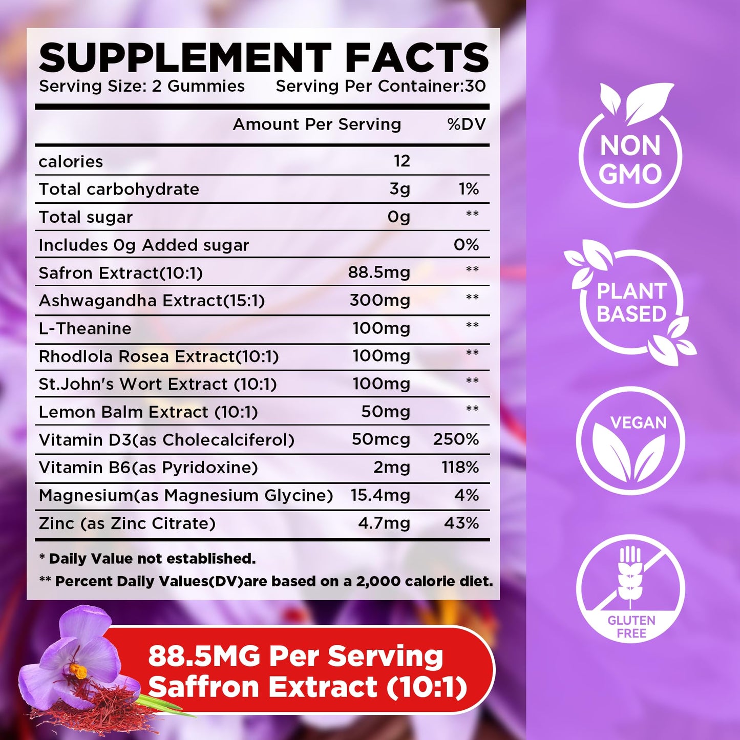 Aromlife Saffron Gummies with Ashwagandha, L-Theanine & Turmeric, 60 Gummies