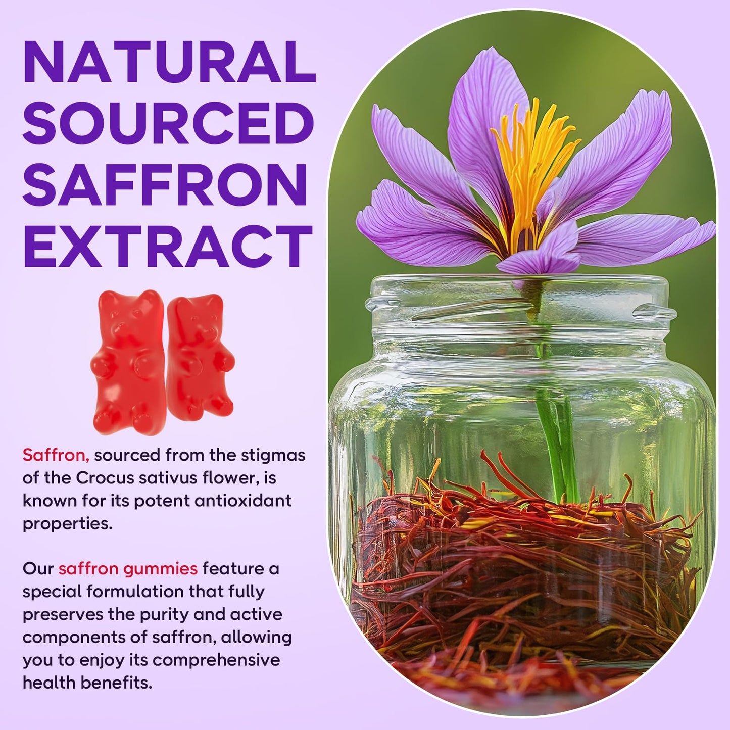 GrnLife Saffron Gummies for Kids & Adults, 60 Gummies