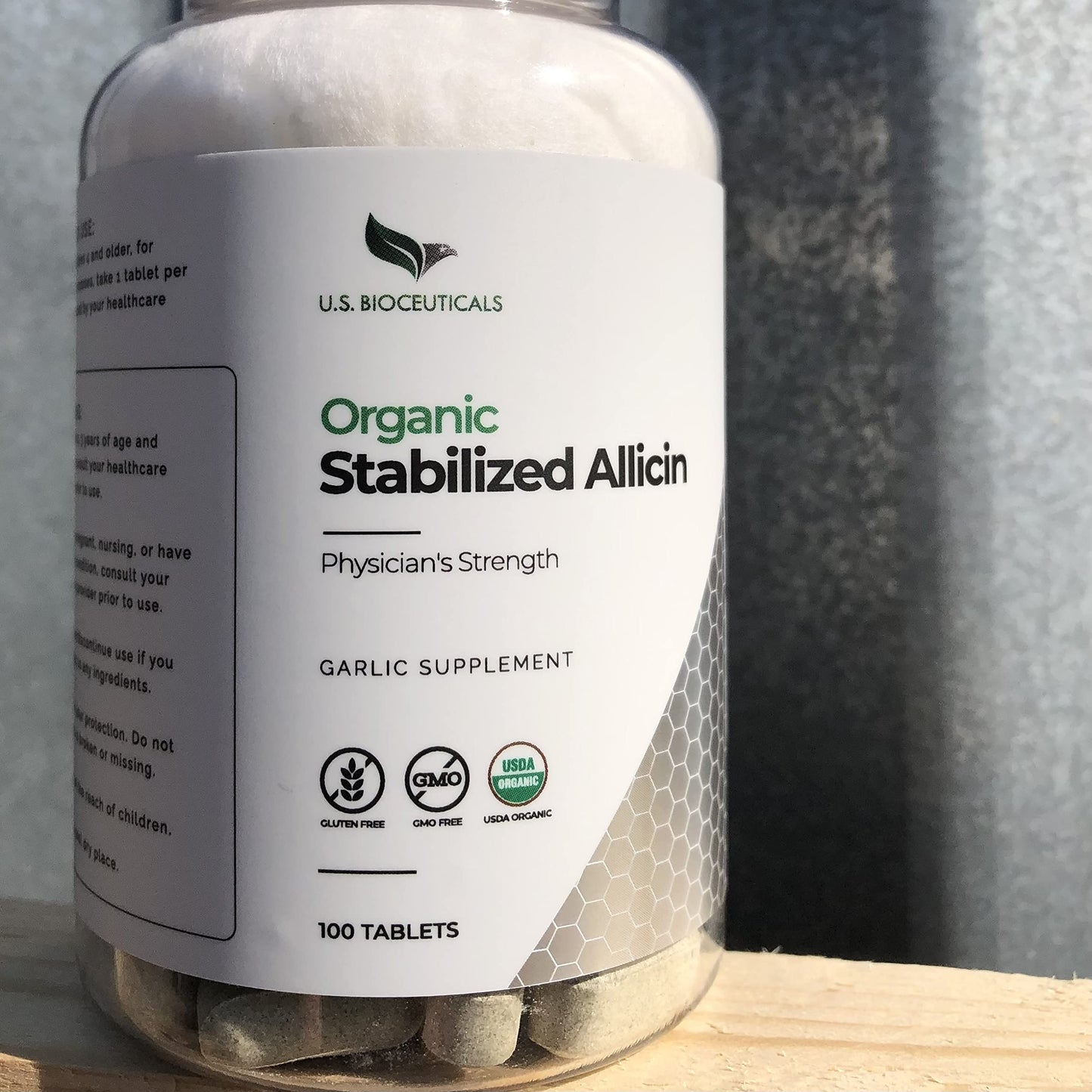 U.S. Bioceuticals Organic Stabilized Allicin Tablet with Spearmint, 100 Tablets