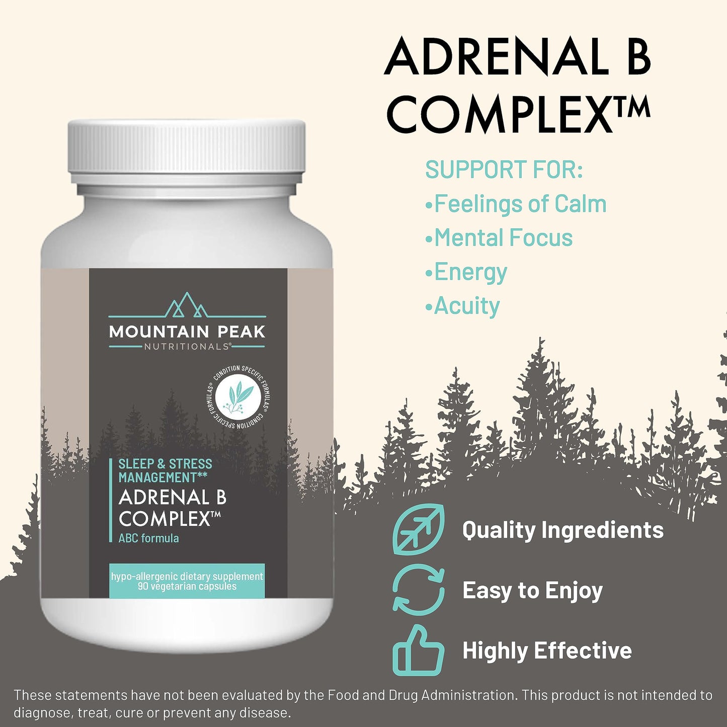 Mountain Peak Nutritionals Adrenal B Complex with Ashwagandha, B6 and B12, 90 Capsules