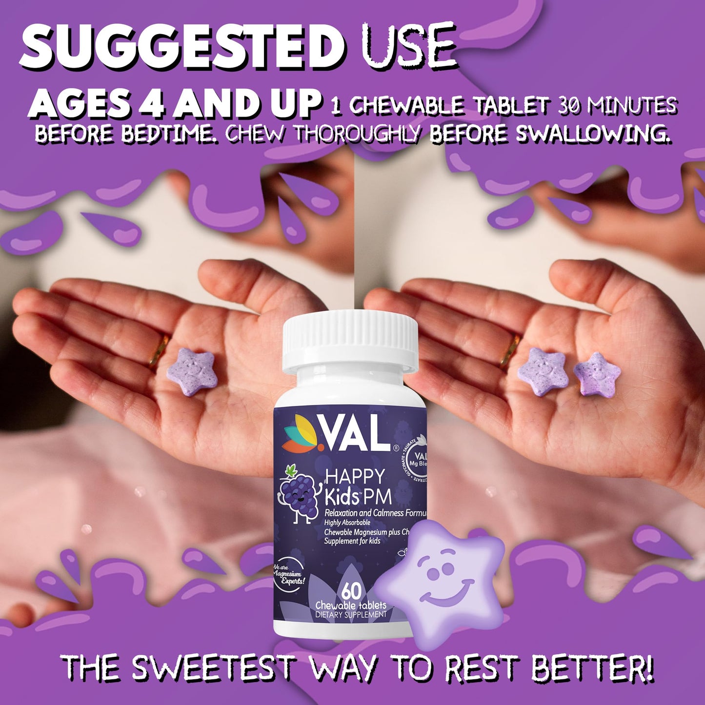 VAL Kids PM Magnesium Tablet, 60 Count